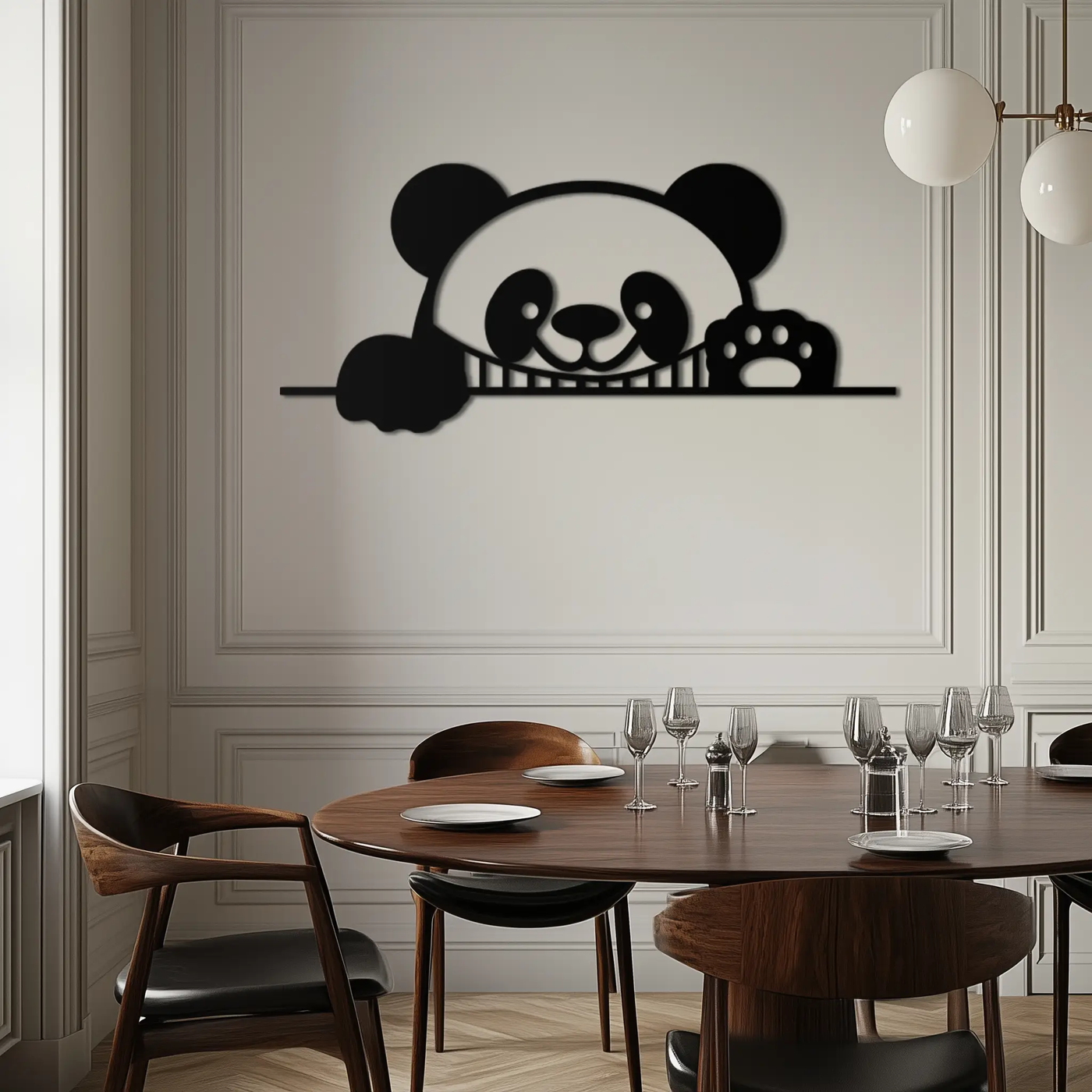 Geometric Panda Metal Wall Art - Playful Minimalist Steel Decor - KAF150 by Enova Art