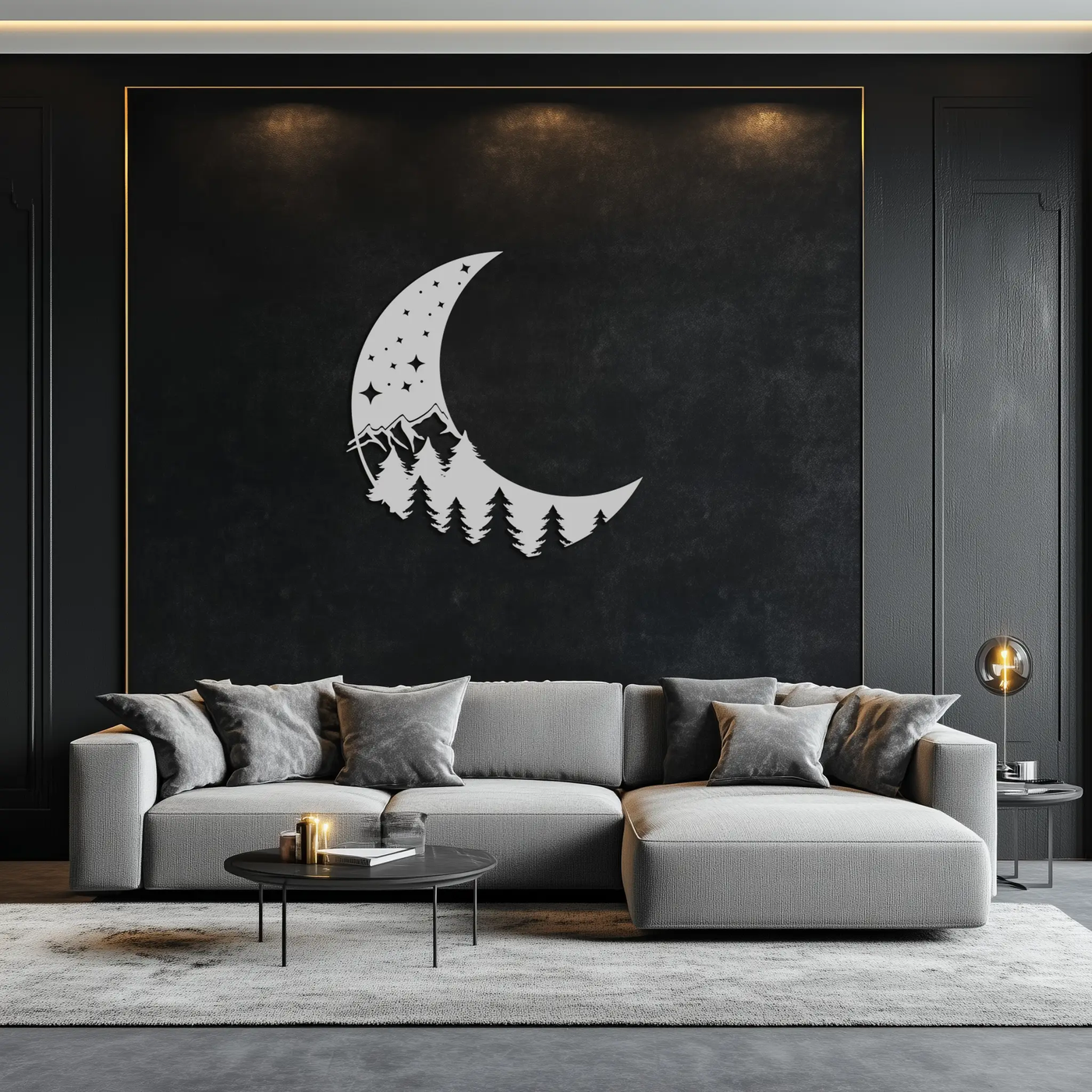 Enchanted Night Moon & Forest Metal Wall Art – Celestial Nature-Inspired Steel Decor - KAF151 by Enova Art