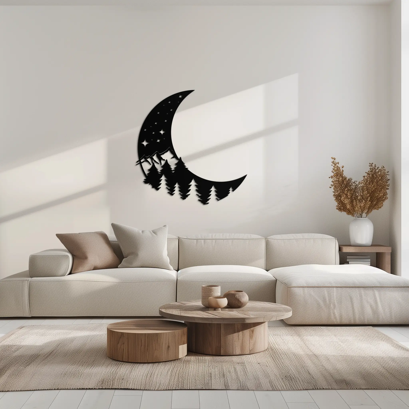 Enchanted Night Moon & Forest Metal Wall Art – Celestial Nature-Inspired Steel Decor - KAF151 by Enova Art