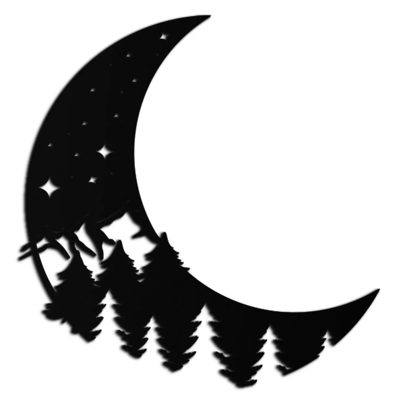 Enchanted Night Moon & Forest Metal Wall Art – Celestial Nature-Inspired Steel Decor - KAF151 by Enova Art