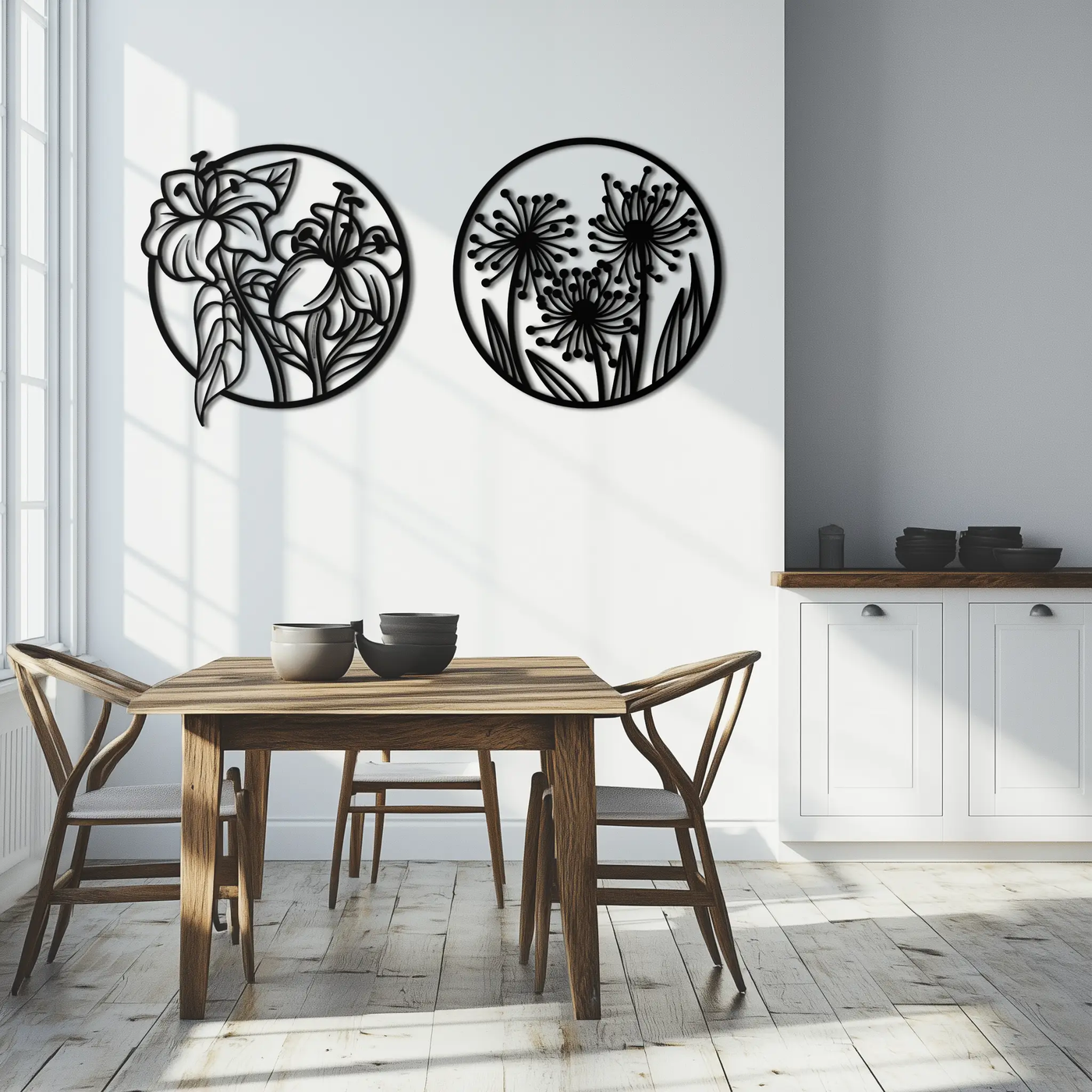 Floral Harmony Metal Wall Art – Elegant Botanical Steel Decor - KAF152 by Enova Art
