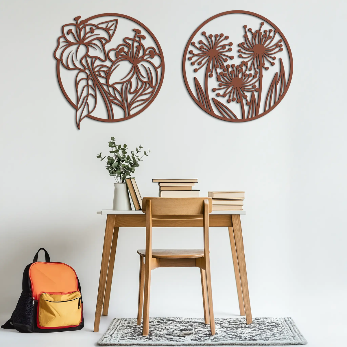 Floral Harmony Metal Wall Art – Elegant Botanical Steel Decor - KAF152 by Enova Art