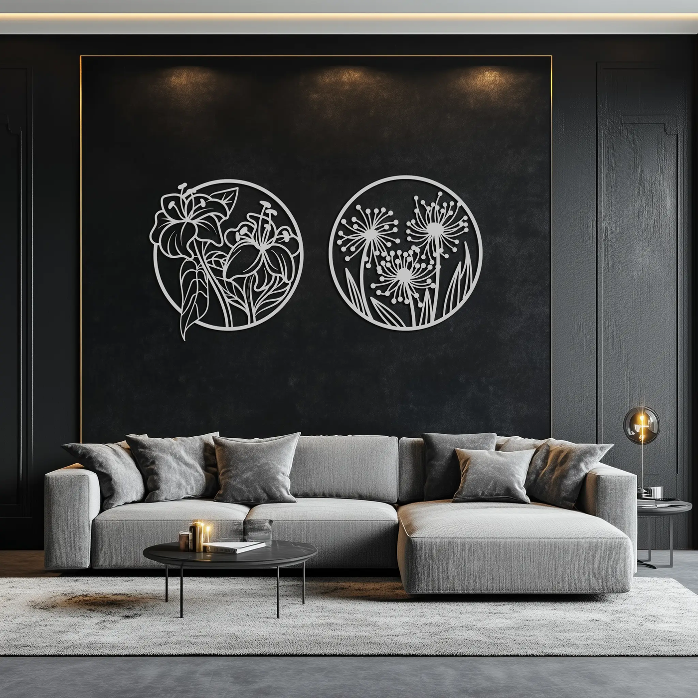 Floral Harmony Metal Wall Art – Elegant Botanical Steel Decor - KAF152 by Enova Art