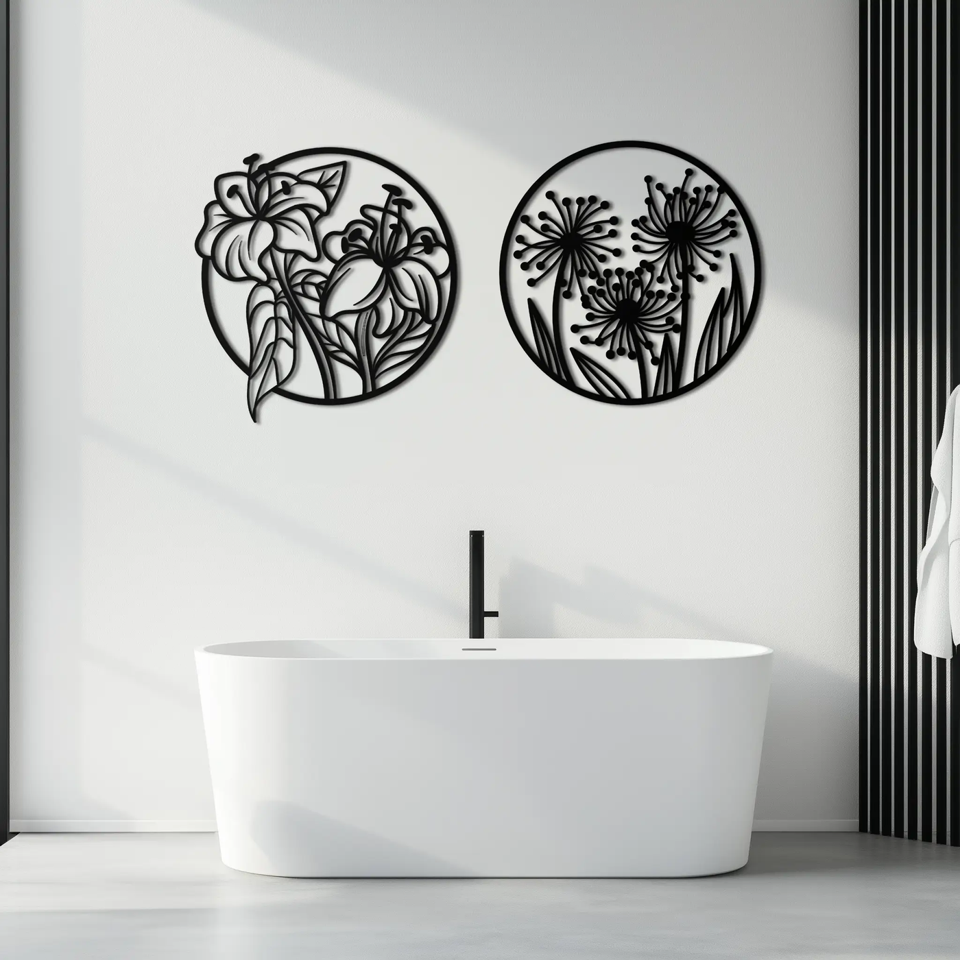 Floral Harmony Metal Wall Art – Elegant Botanical Steel Decor - KAF152 by Enova Art