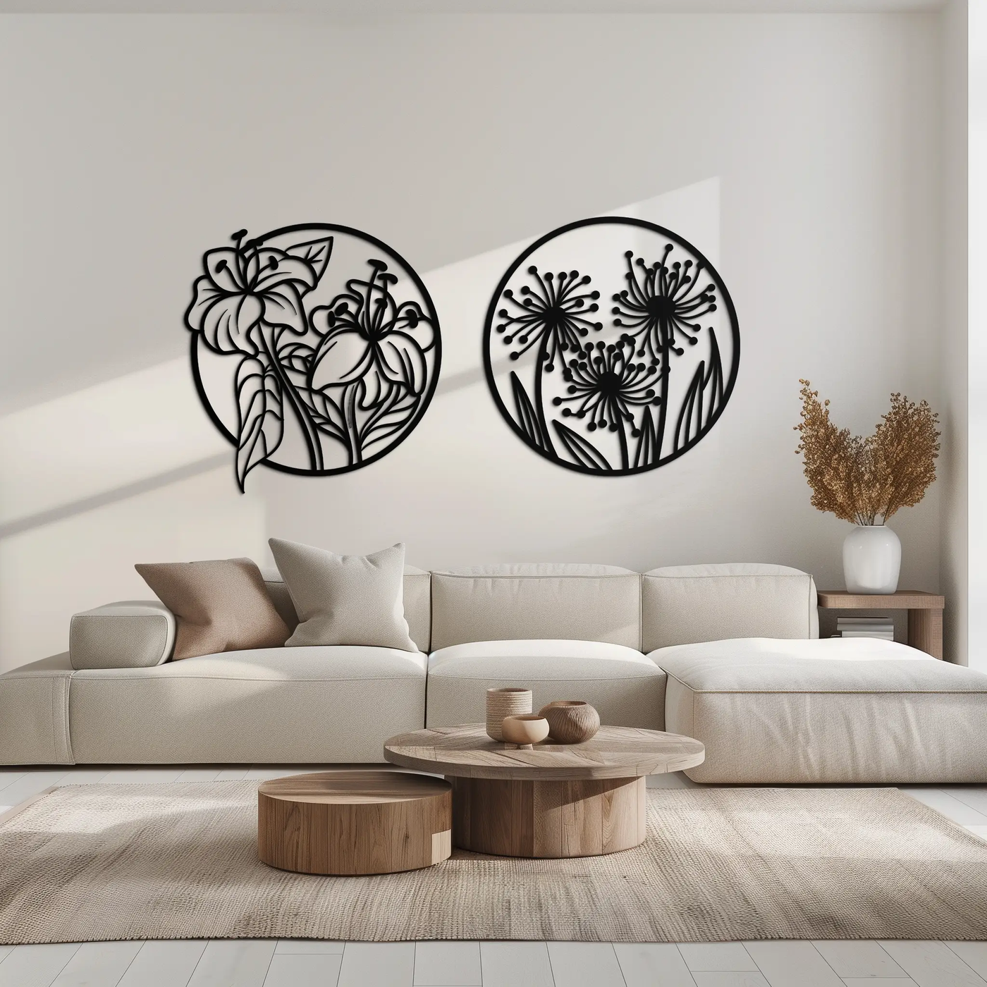 Floral Harmony Metal Wall Art – Elegant Botanical Steel Decor - KAF152 by Enova Art