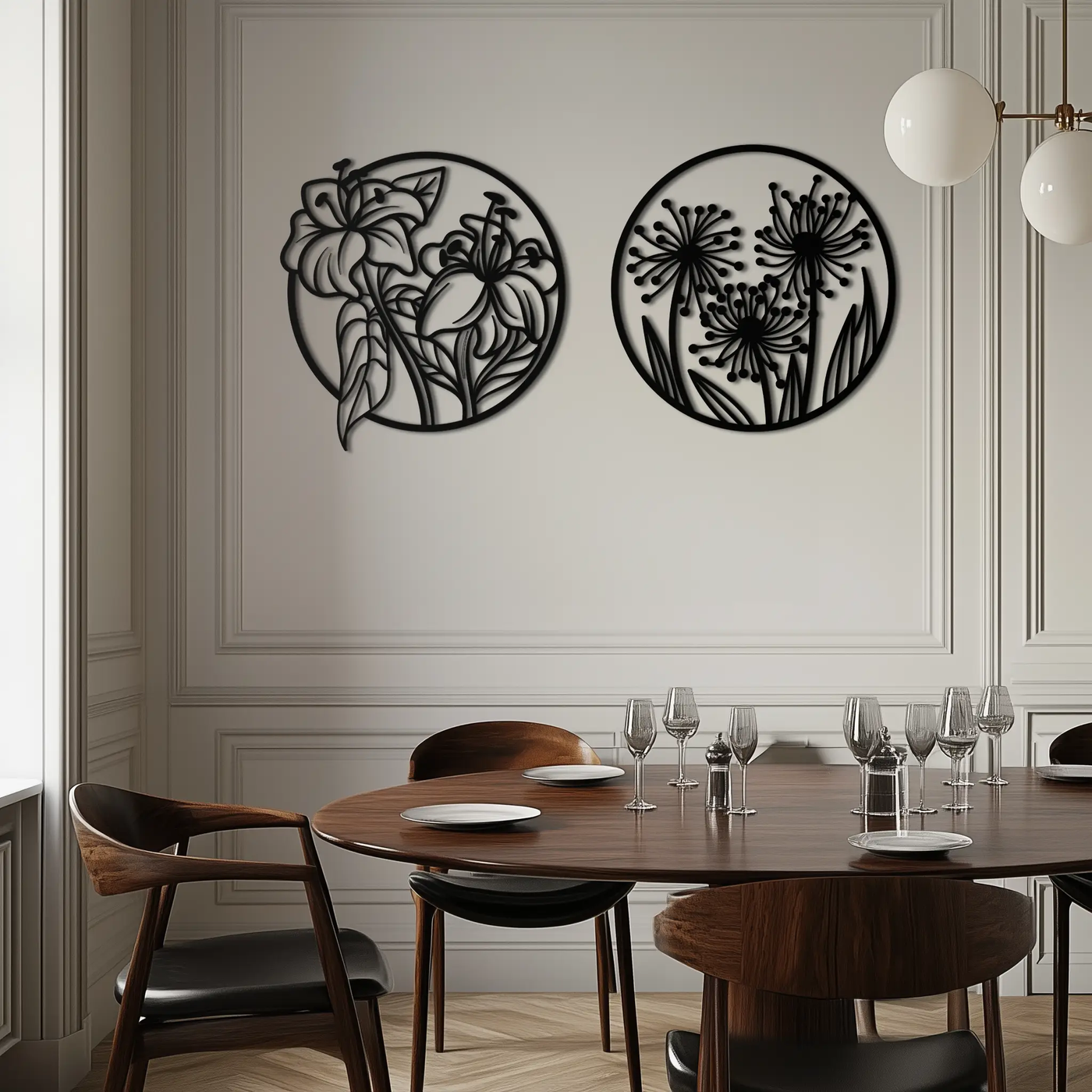 Floral Harmony Metal Wall Art – Elegant Botanical Steel Decor - KAF152 by Enova Art