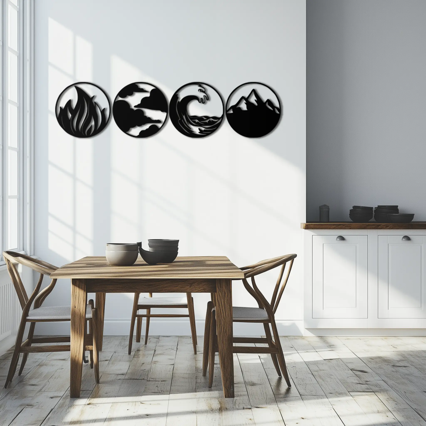 Four Elements Metal Wall Art - Fire, Air, Water, Earth Symbol Set - KAF156 by Enova Art