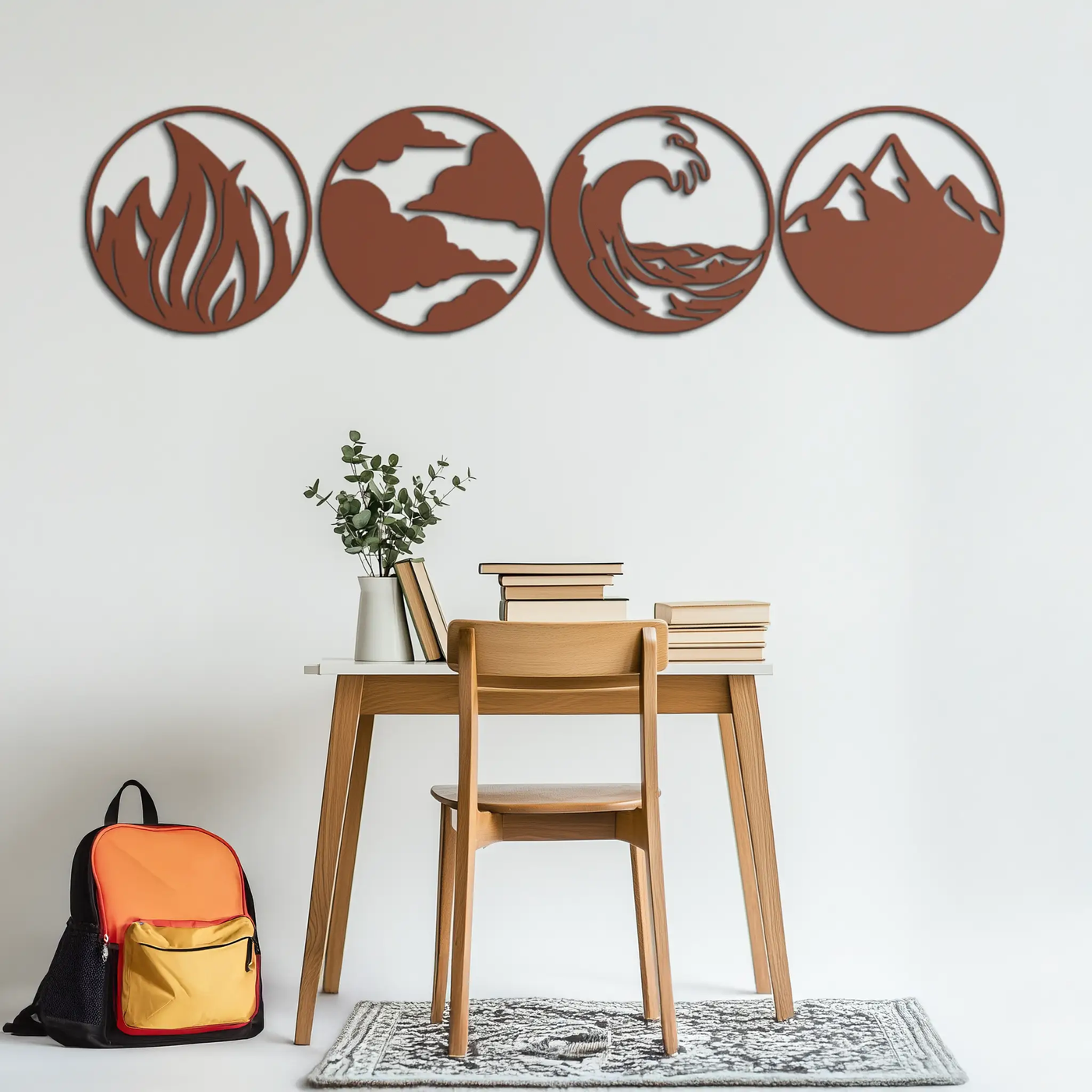 Four Elements Metal Wall Art - Fire, Air, Water, Earth Symbol Set - KAF156 by Enova Art
