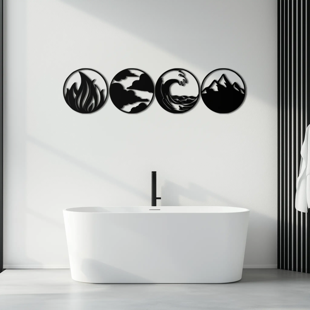Four Elements Metal Wall Art - Fire, Air, Water, Earth Symbol Set - KAF156 by Enova Art