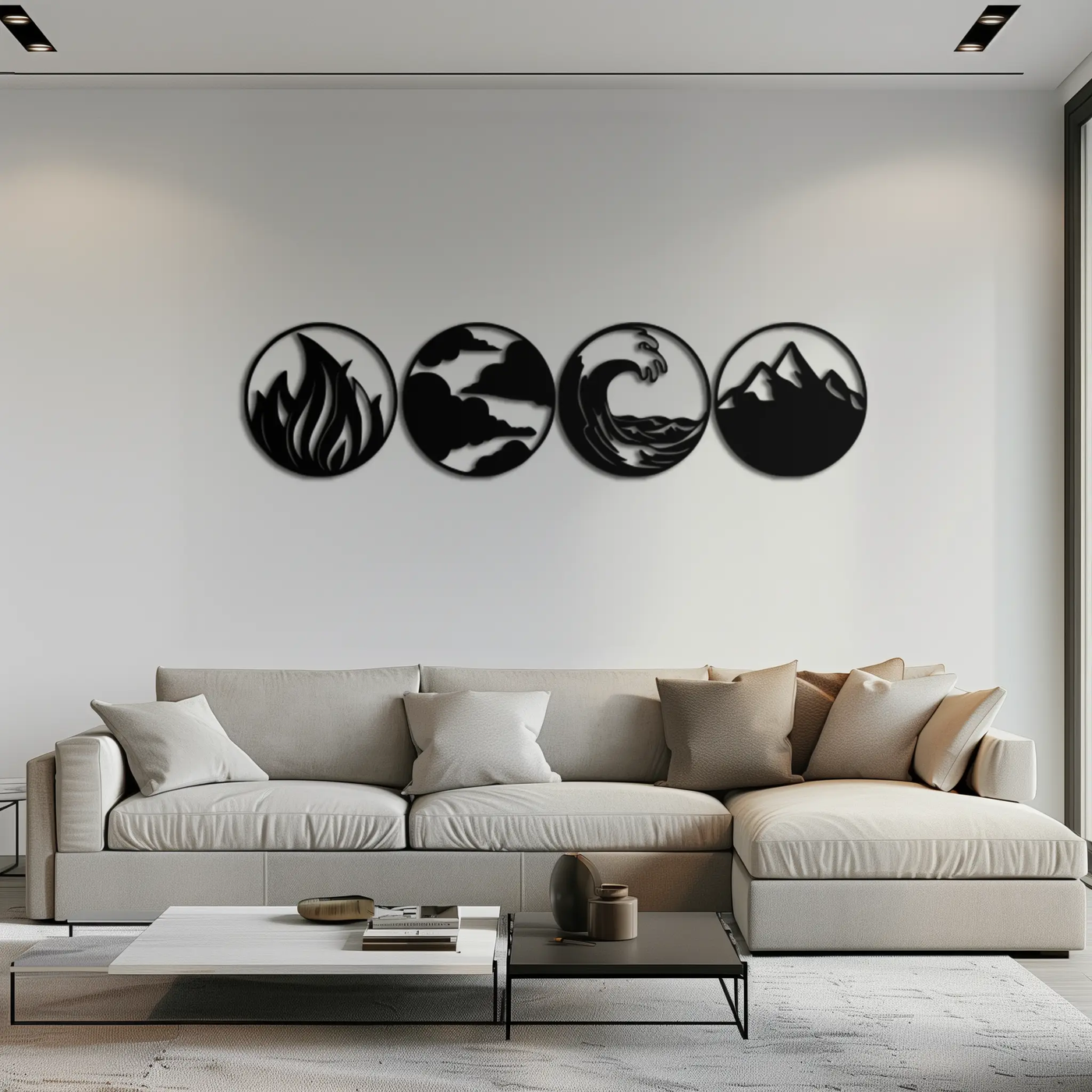 Four Elements Metal Wall Art - Fire, Air, Water, Earth Symbol Set - KAF156 by Enova Art