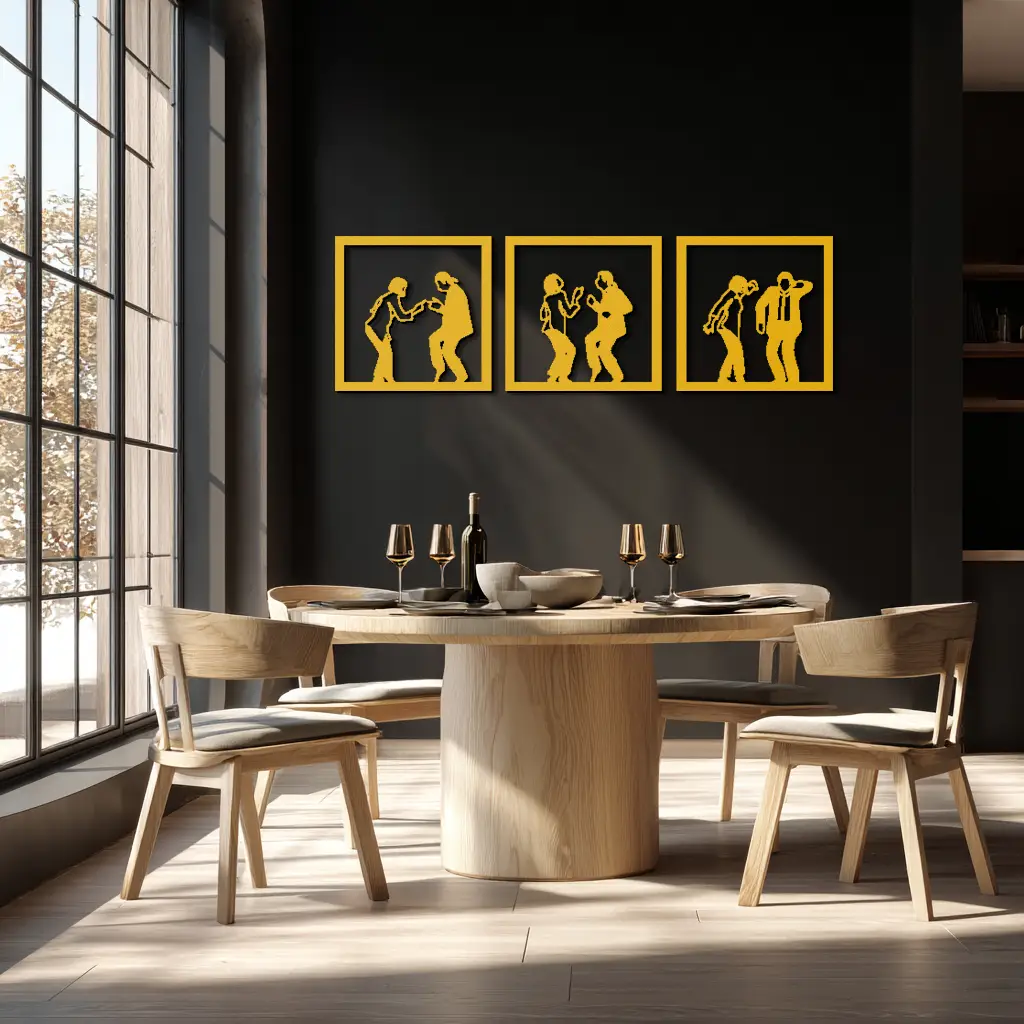 Dancing Silhouettes Metal Wall Art - Modern Minimalist Couple Wall Decor - KAF157 by Enova Art