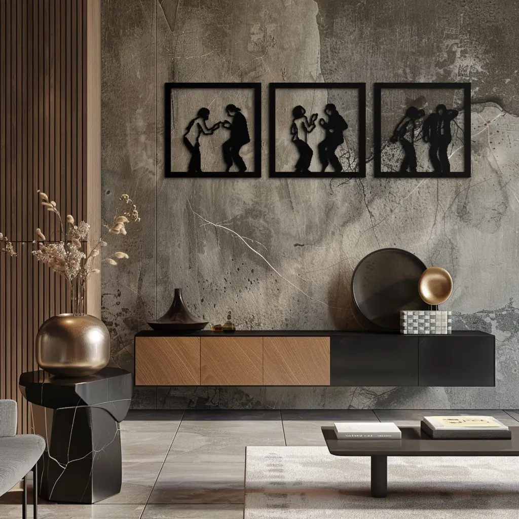 Dancing Silhouettes Metal Wall Art - Modern Minimalist Couple Wall Decor - KAF157 by Enova Art