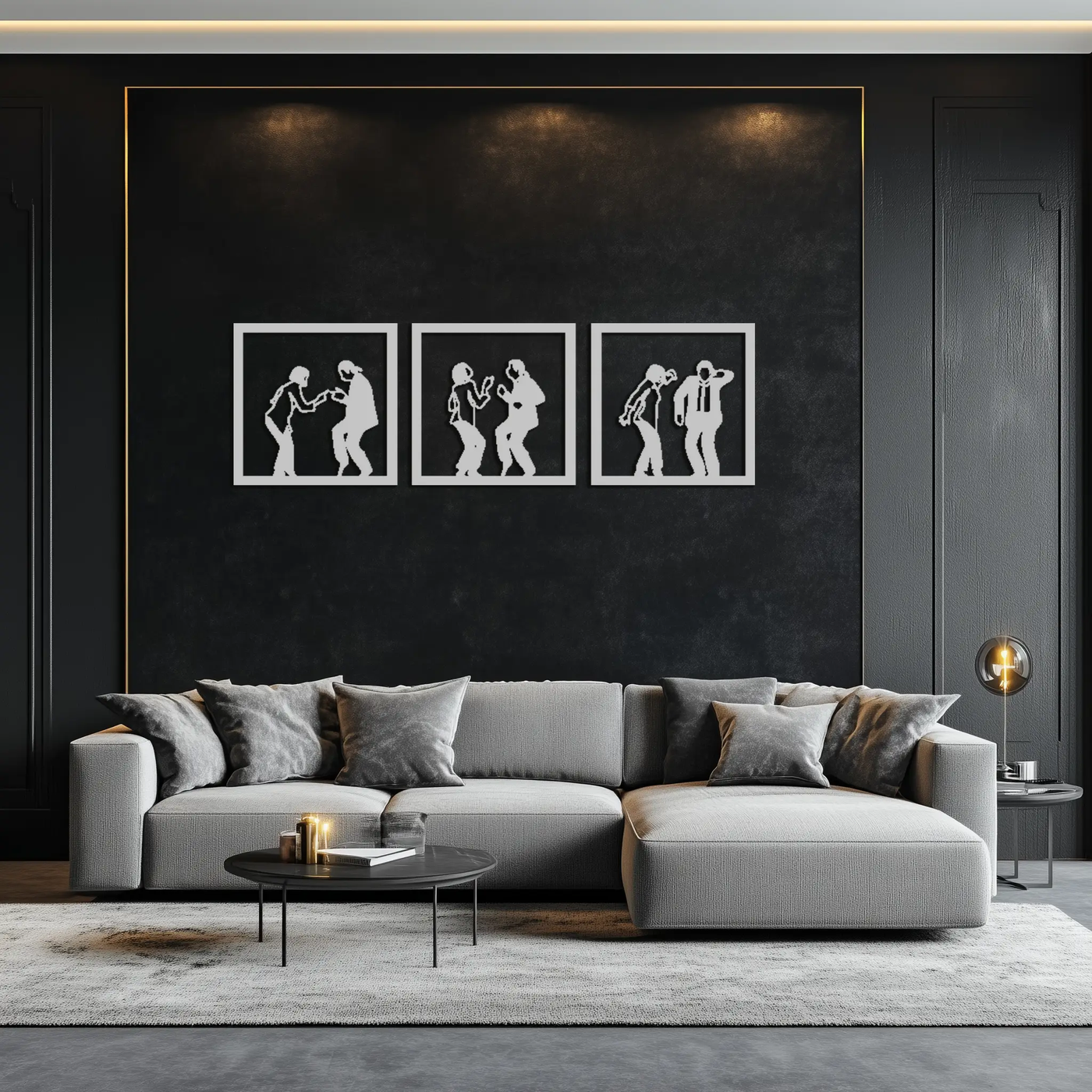 Dancing Silhouettes Metal Wall Art - Modern Minimalist Couple Wall Decor - KAF157 by Enova Art
