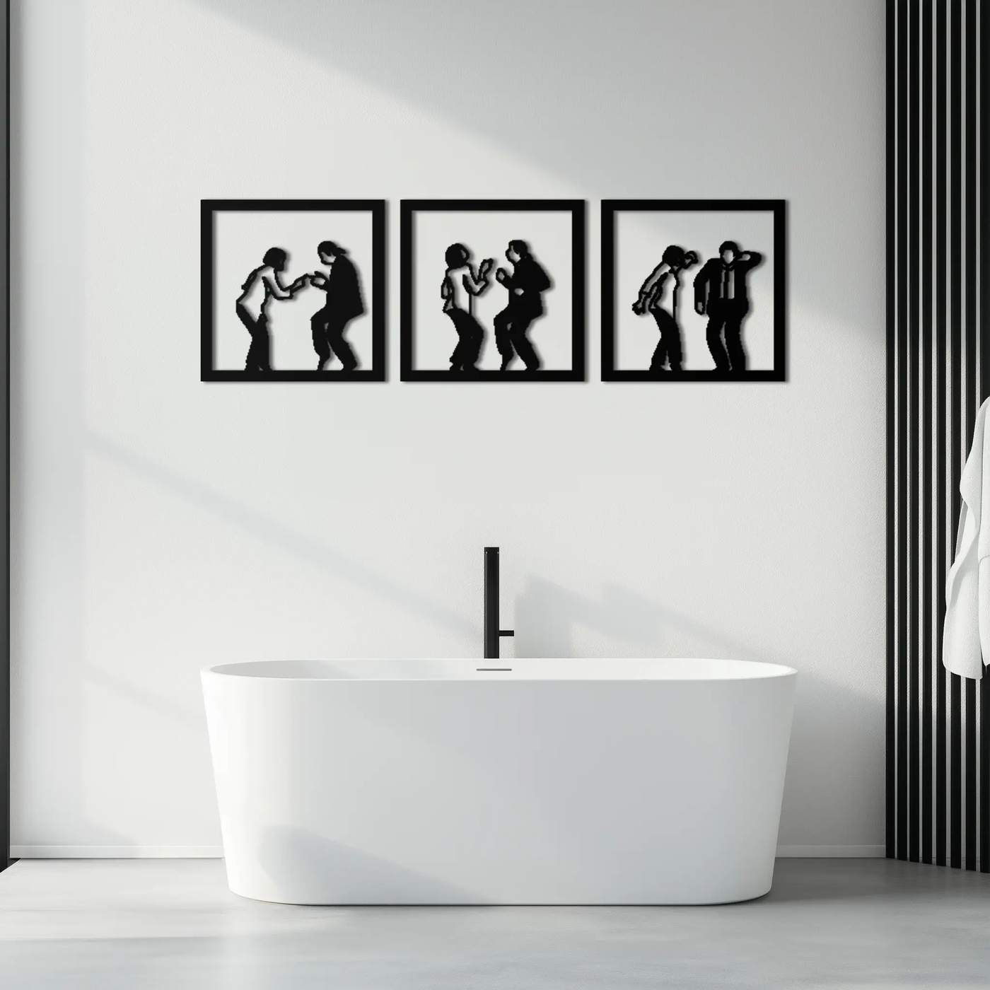 Dancing Silhouettes Metal Wall Art - Modern Minimalist Couple Wall Decor - KAF157 by Enova Art