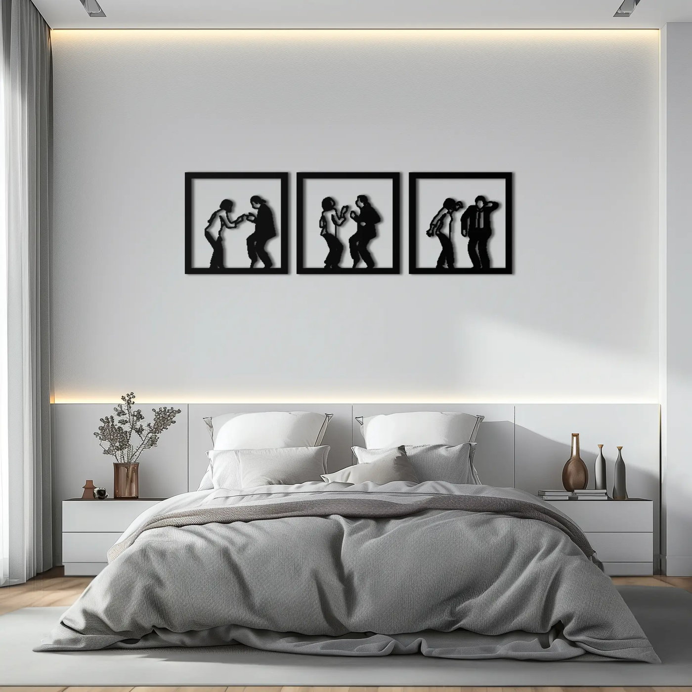 Dancing Silhouettes Metal Wall Art - Modern Minimalist Couple Wall Decor - KAF157 by Enova Art