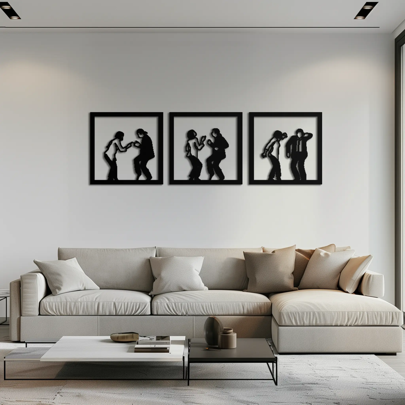 Dancing Silhouettes Metal Wall Art - Modern Minimalist Couple Wall Decor - KAF157 by Enova Art