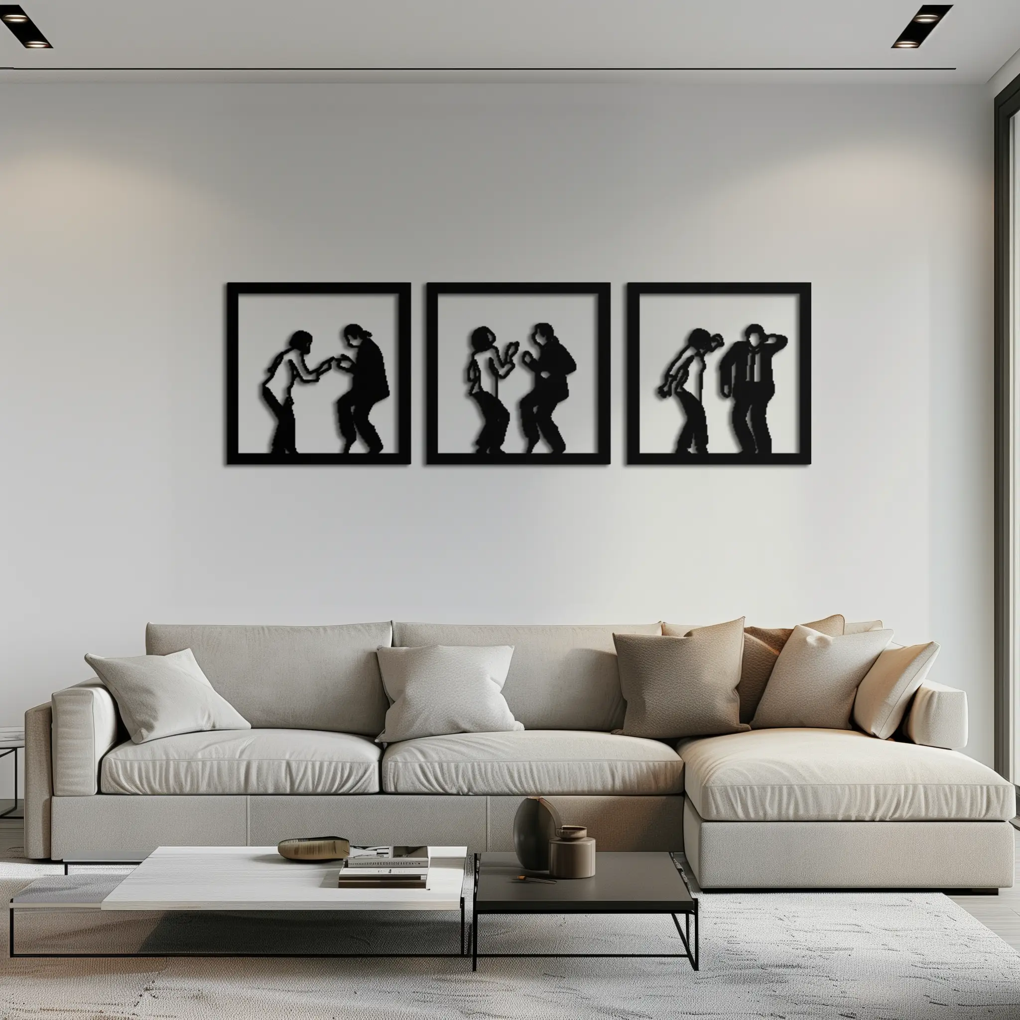 Dancing Silhouettes Metal Wall Art - Modern Minimalist Couple Wall Decor - KAF157 by Enova Art