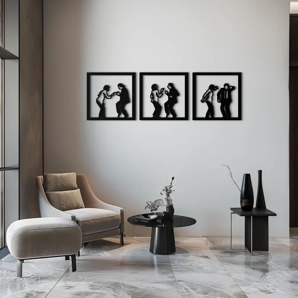 Dancing Silhouettes Metal Wall Art - Modern Minimalist Couple Wall Decor - KAF157 by Enova Art
