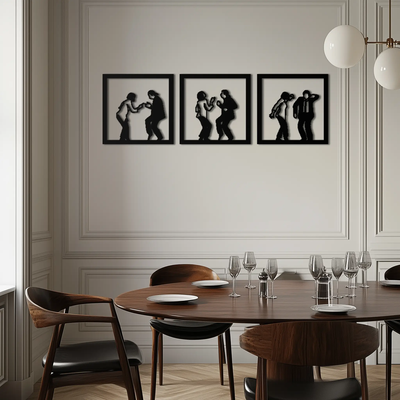 Dancing Silhouettes Metal Wall Art - Modern Minimalist Couple Wall Decor - KAF157 by Enova Art