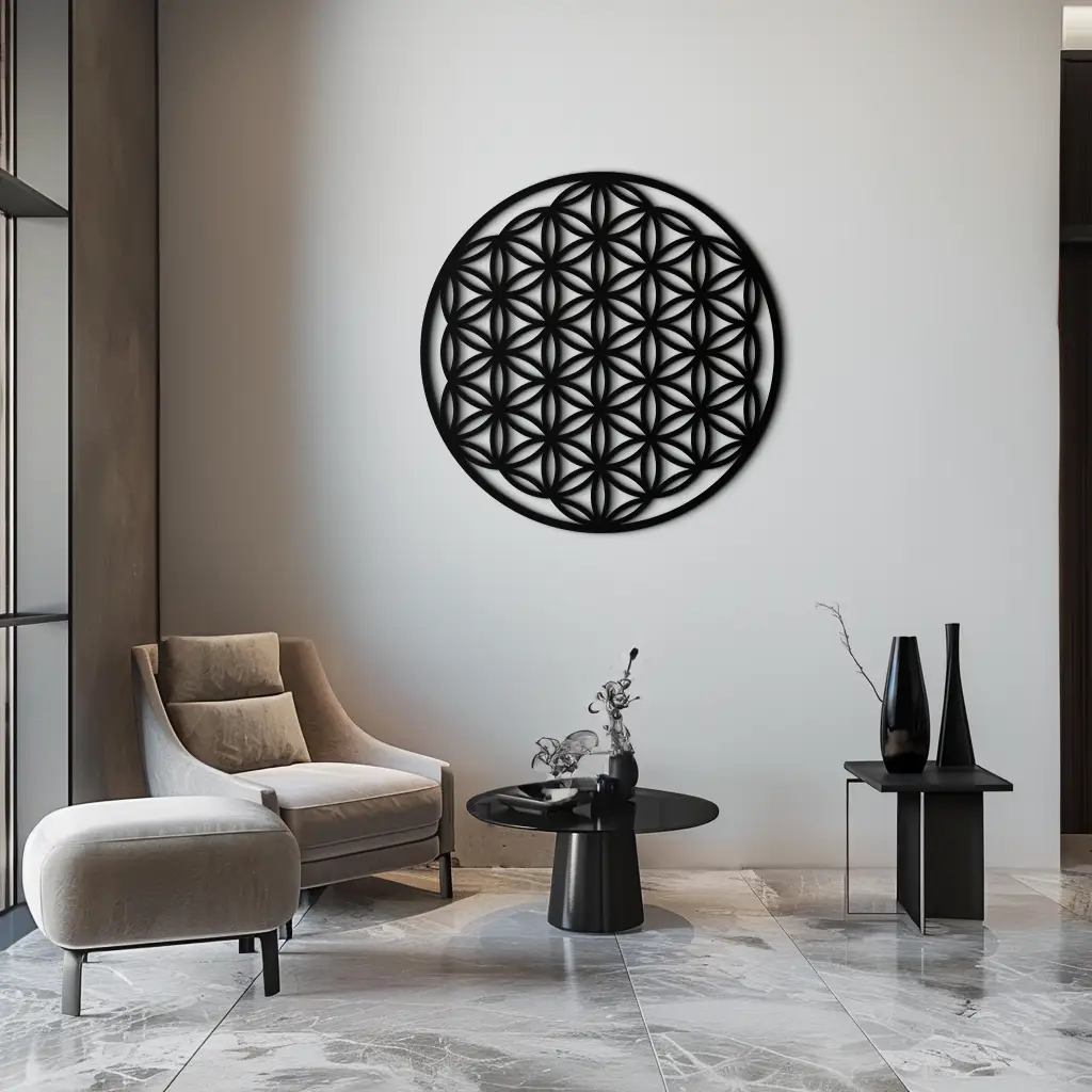 Sacred Geometry Metal Wall Art - Flower of Life Design - KAF158 by Enova Art