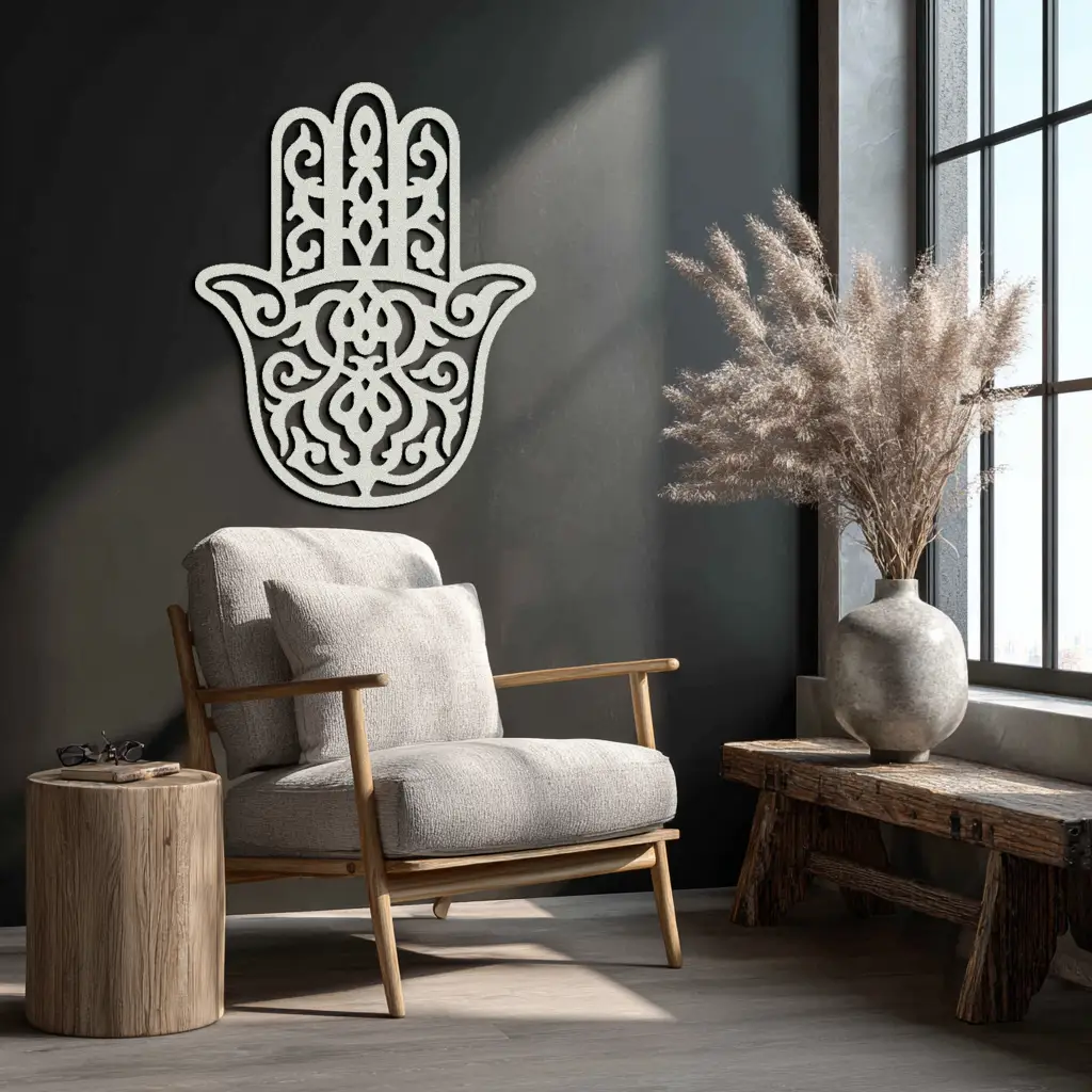 Hamsa Hand Metal Wall Art - Symbolic Protection & Spiritual Home Decor - KAF159 by Enova Art