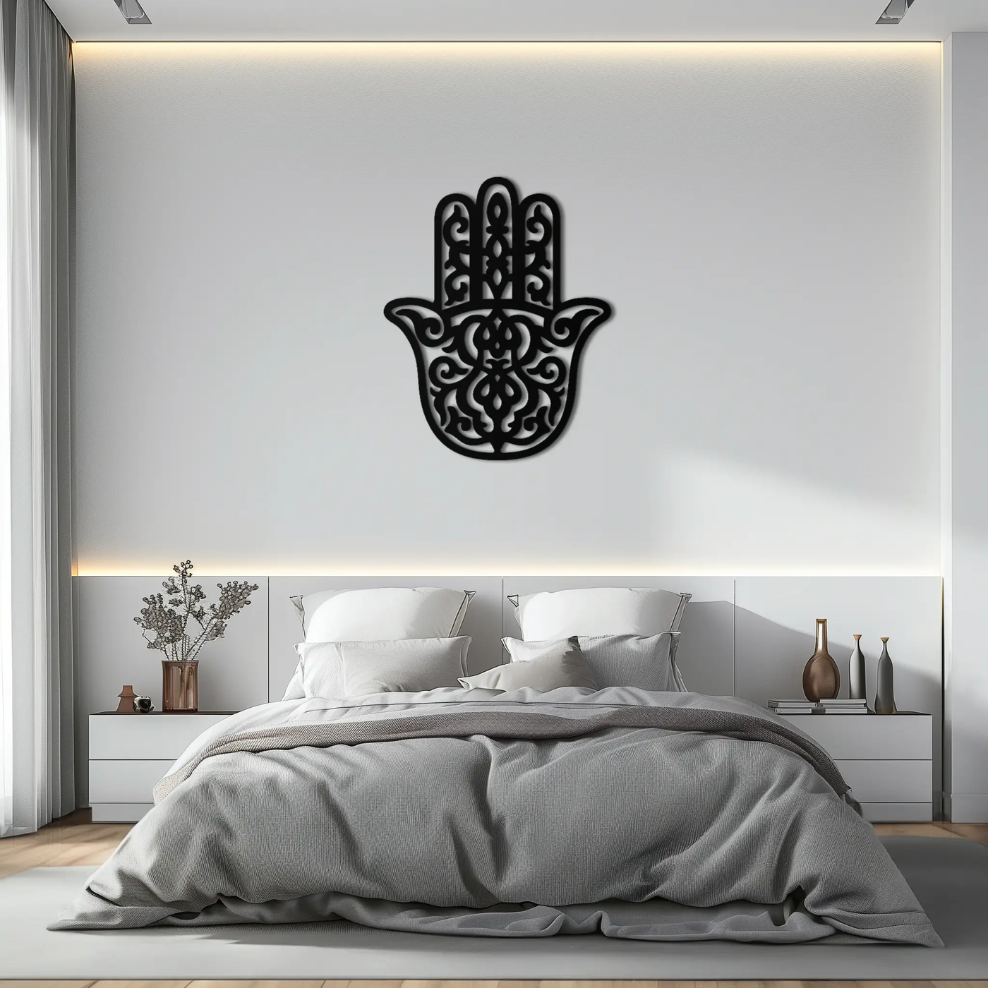 Hamsa Hand Metal Wall Art - Symbolic Protection & Spiritual Home Decor - KAF159 by Enova Art