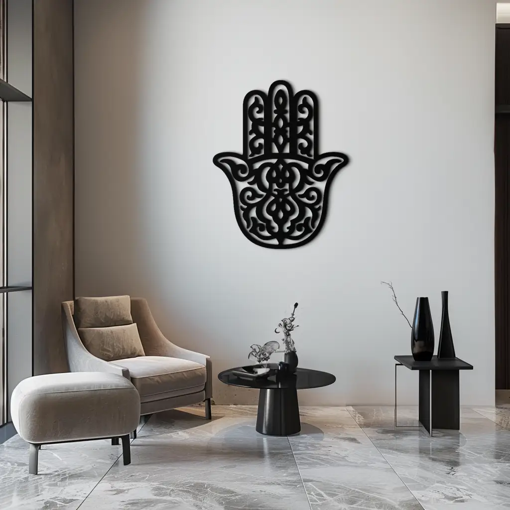 Hamsa Hand Metal Wall Art - Symbolic Protection & Spiritual Home Decor - KAF159 by Enova Art