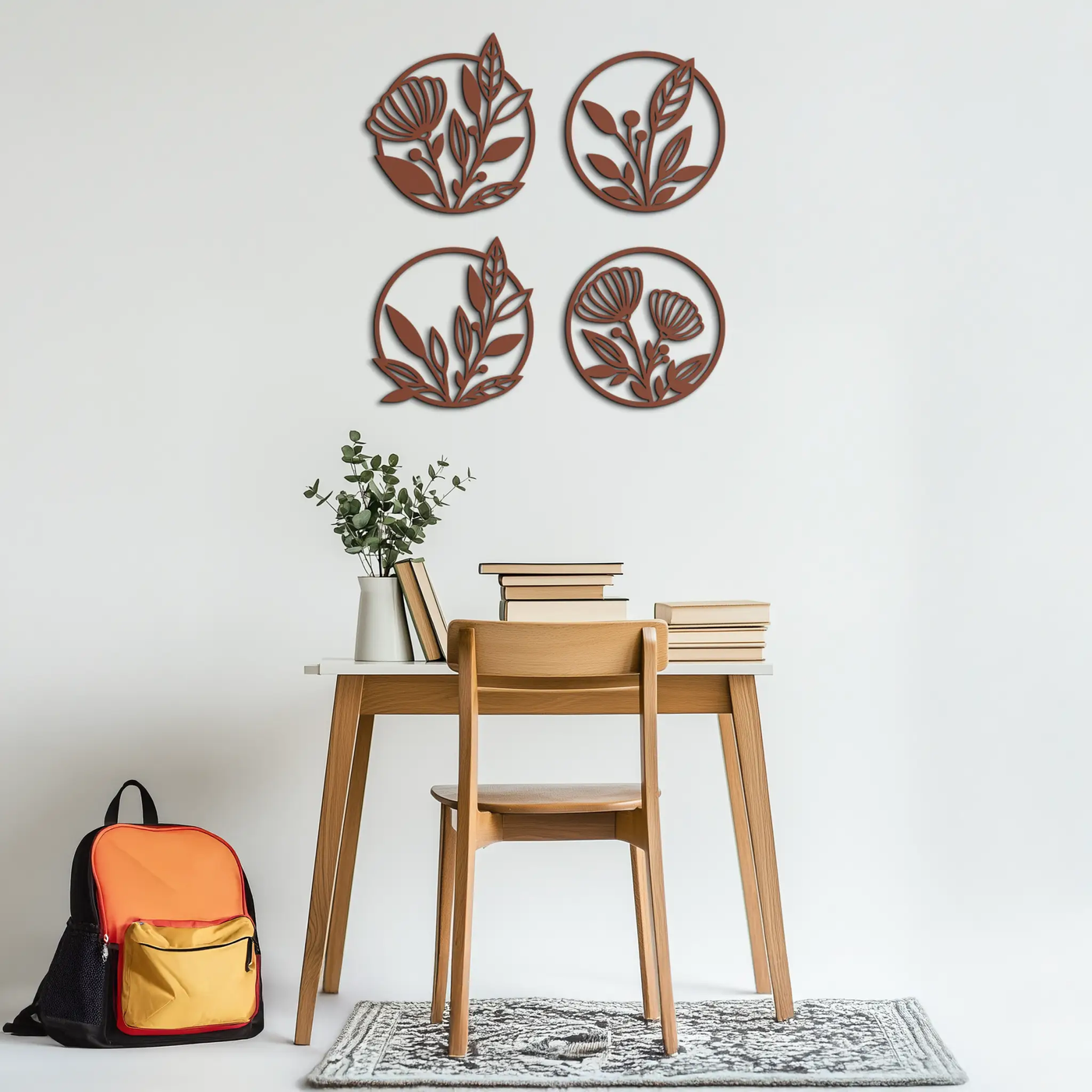Floral Botanical Metal Wall Art - Nature-Inspired Circle Wall Decor - KAF160 by Enova Art