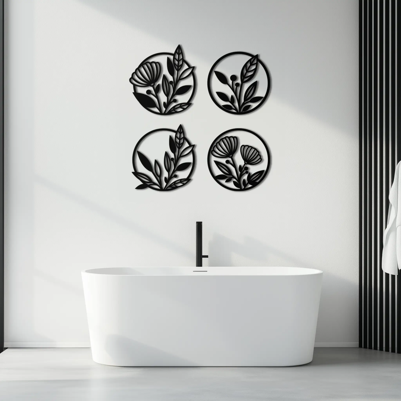 Floral Botanical Metal Wall Art - Nature-Inspired Circle Wall Decor - KAF160 by Enova Art