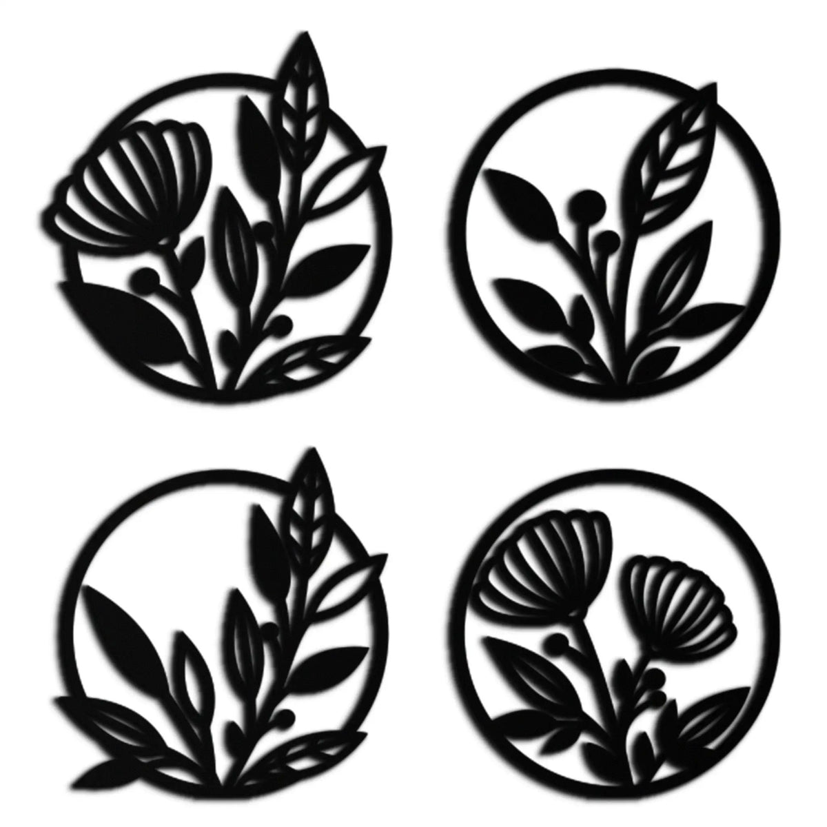 Floral Botanical Metal Wall Art - Nature-Inspired Circle Wall Decor - KAF160 by Enova Art