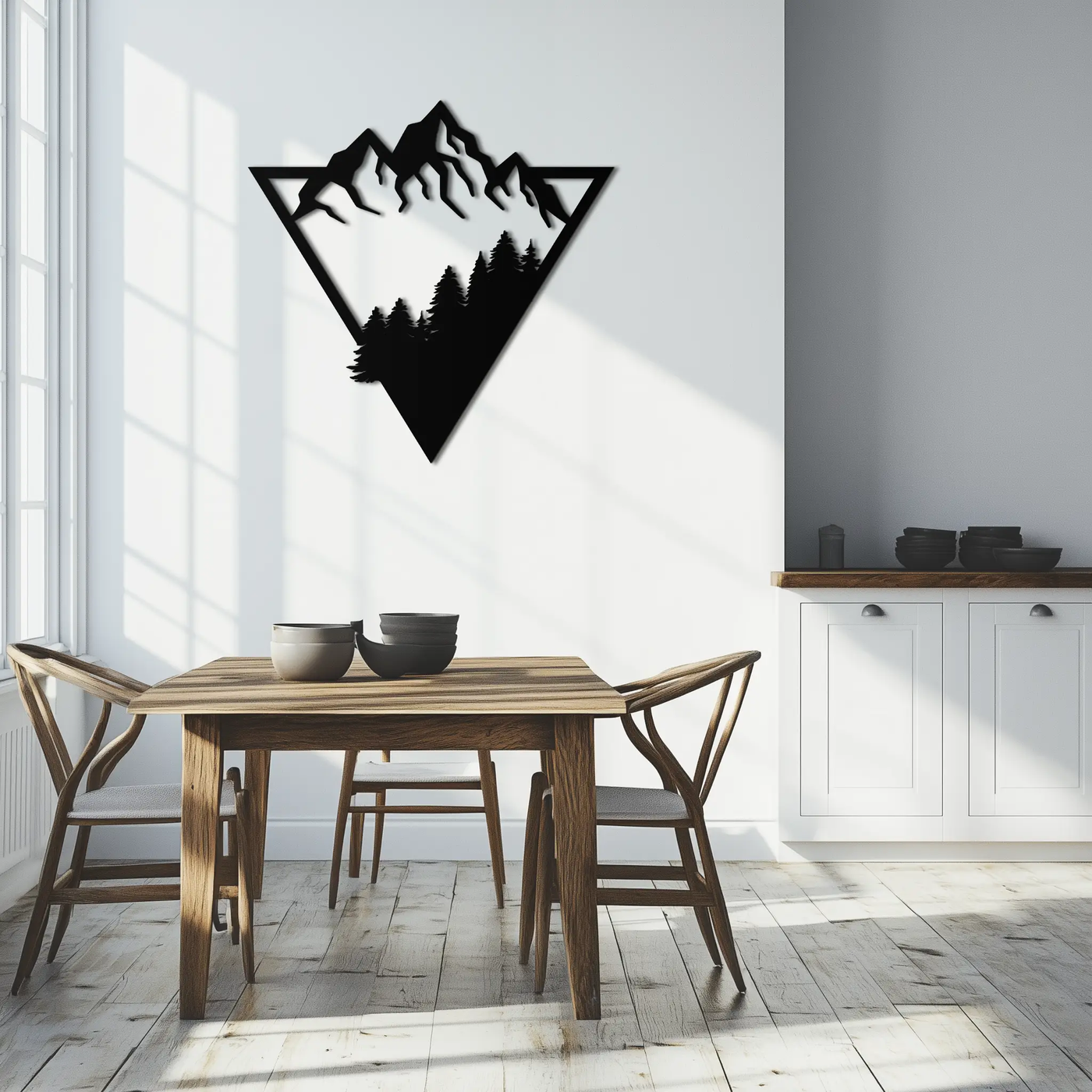 Mountain Forest Metal Wall Art - Geometric Nature Decor- KAF161 by Enova Art