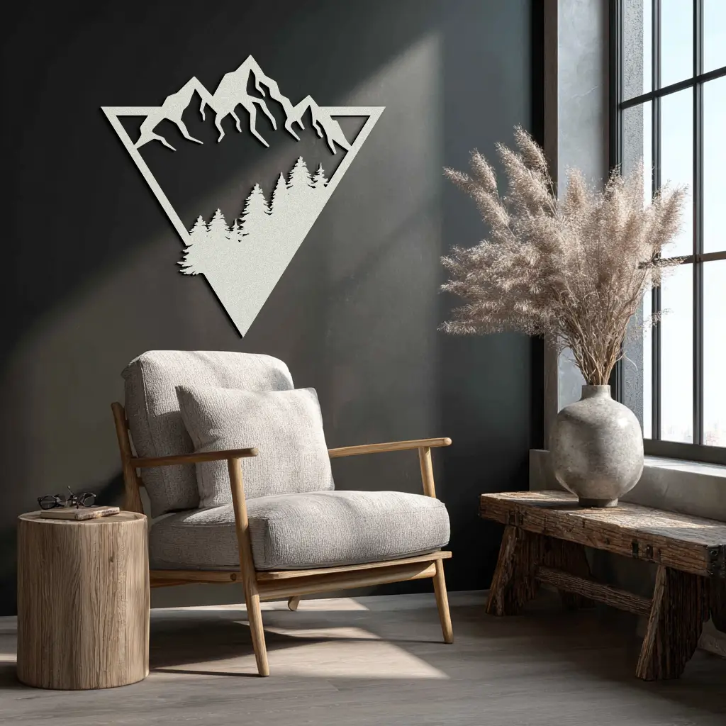 Mountain Forest Metal Wall Art - Geometric Nature Decor- KAF161 by Enova Art