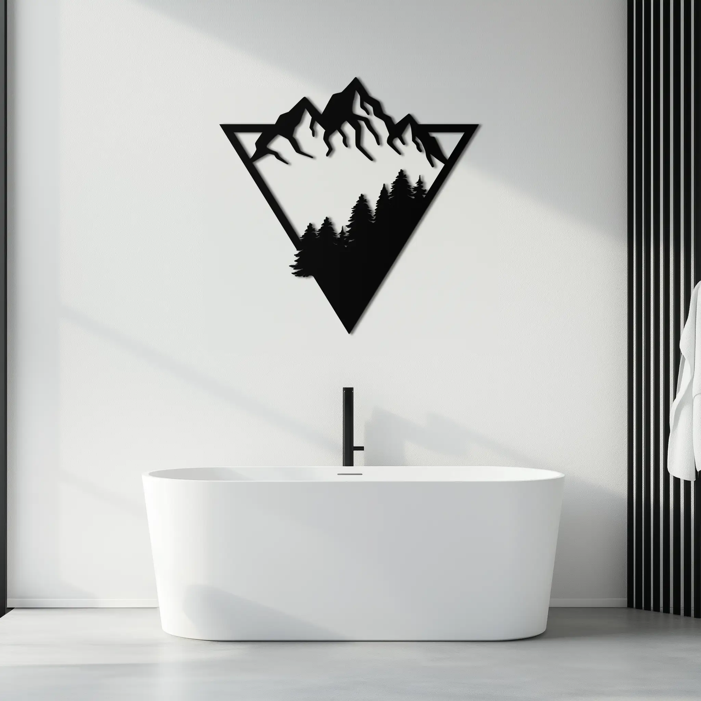 Mountain Forest Metal Wall Art - Geometric Nature Decor- KAF161 by Enova Art