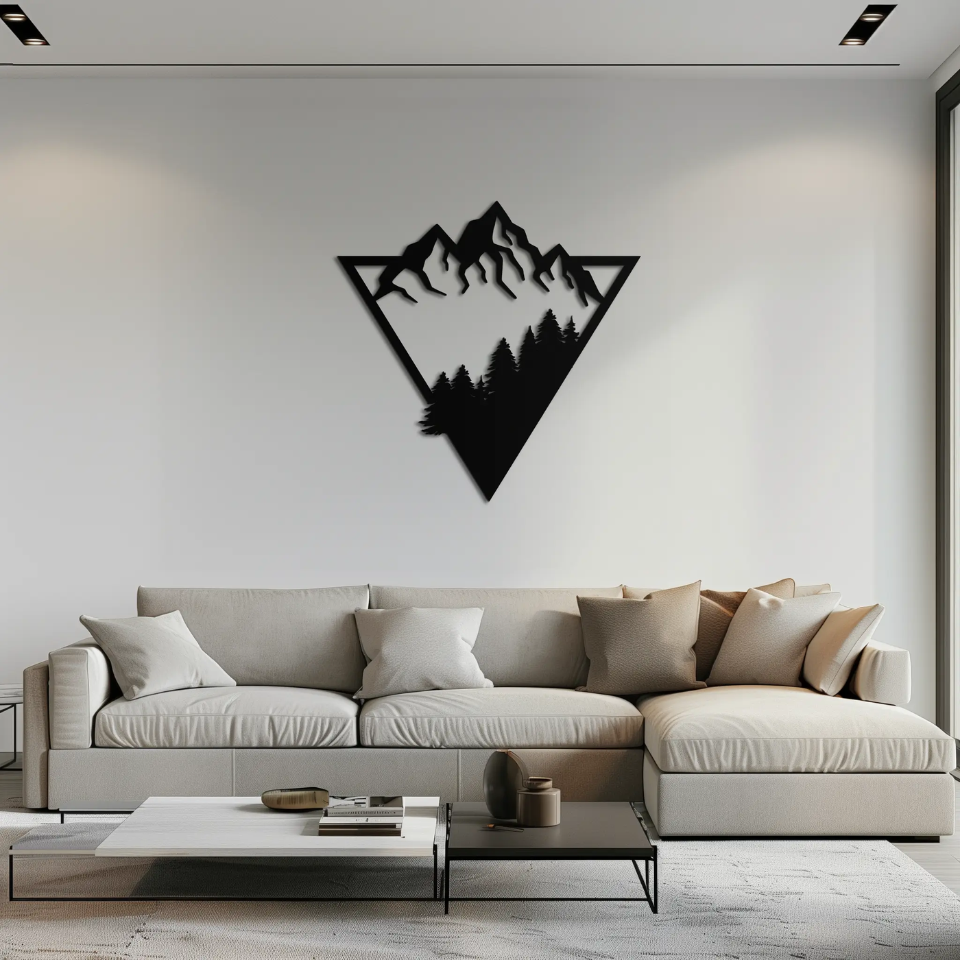 Mountain Forest Metal Wall Art - Geometric Nature Decor- KAF161 by Enova Art
