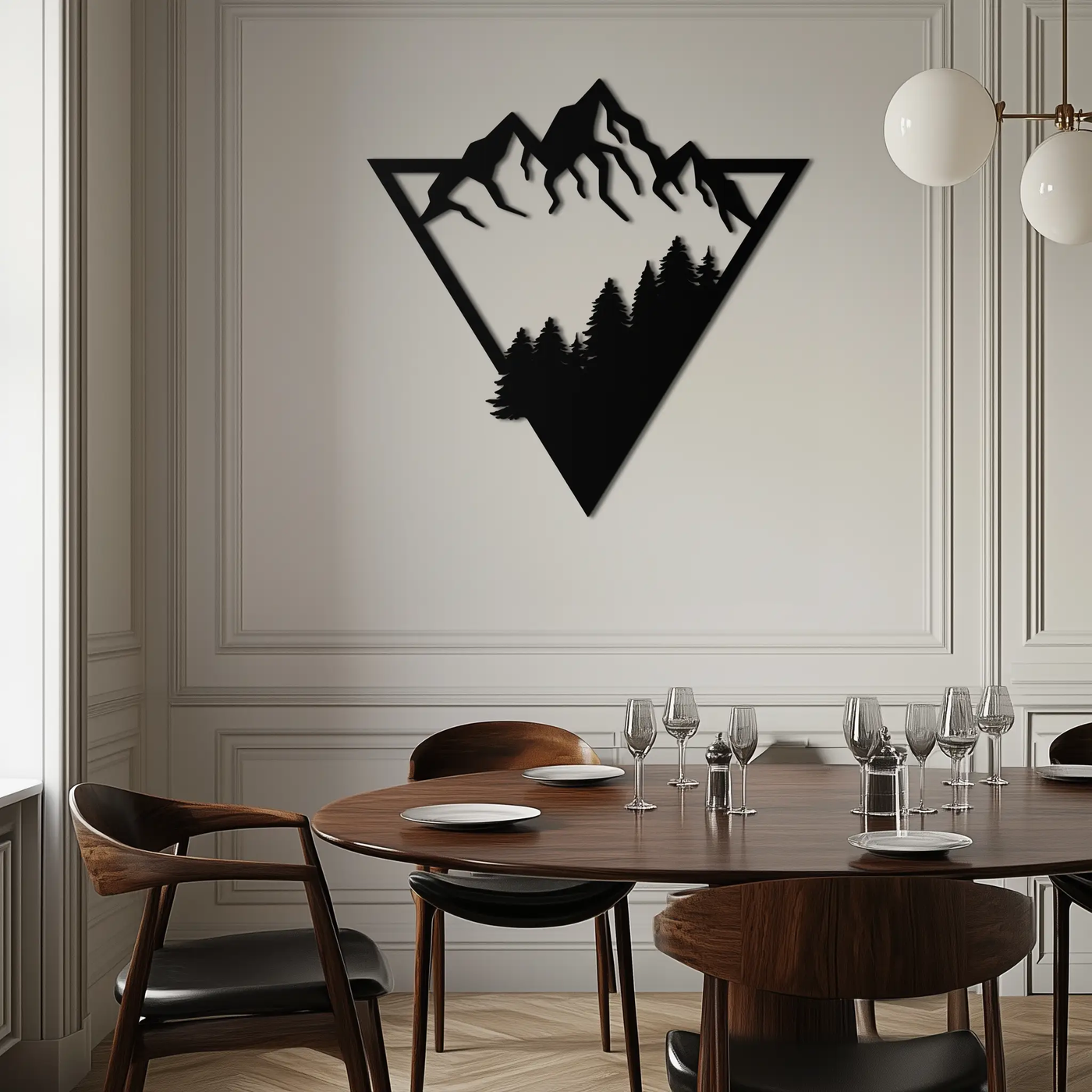 Mountain Forest Metal Wall Art - Geometric Nature Decor- KAF161 by Enova Art