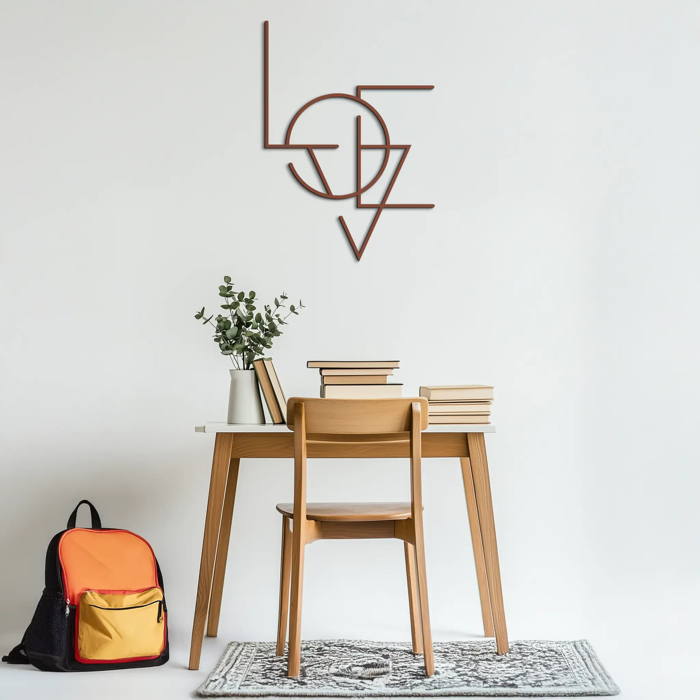 Geometric LOVE Metal Wall Art - Modern Minimalist Wall Decor- KAF162 by Enova Art
