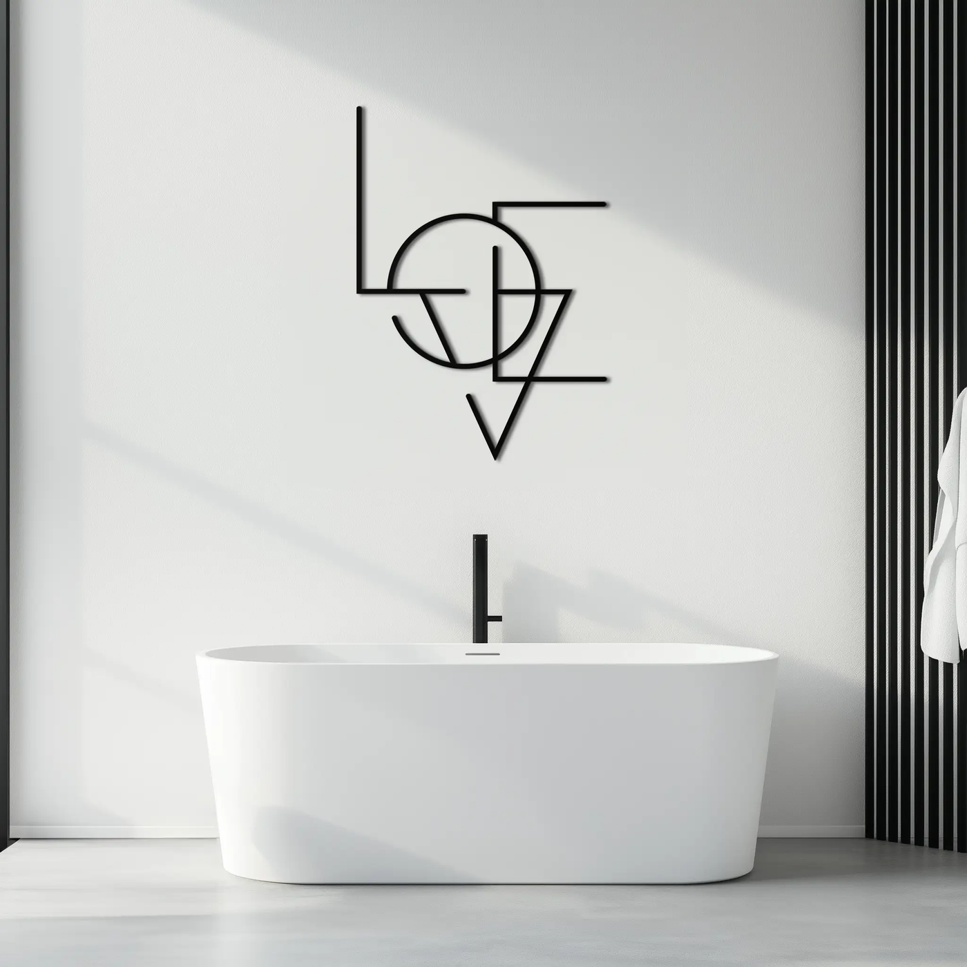 Geometric LOVE Metal Wall Art - Modern Minimalist Wall Decor- KAF162 by Enova Art