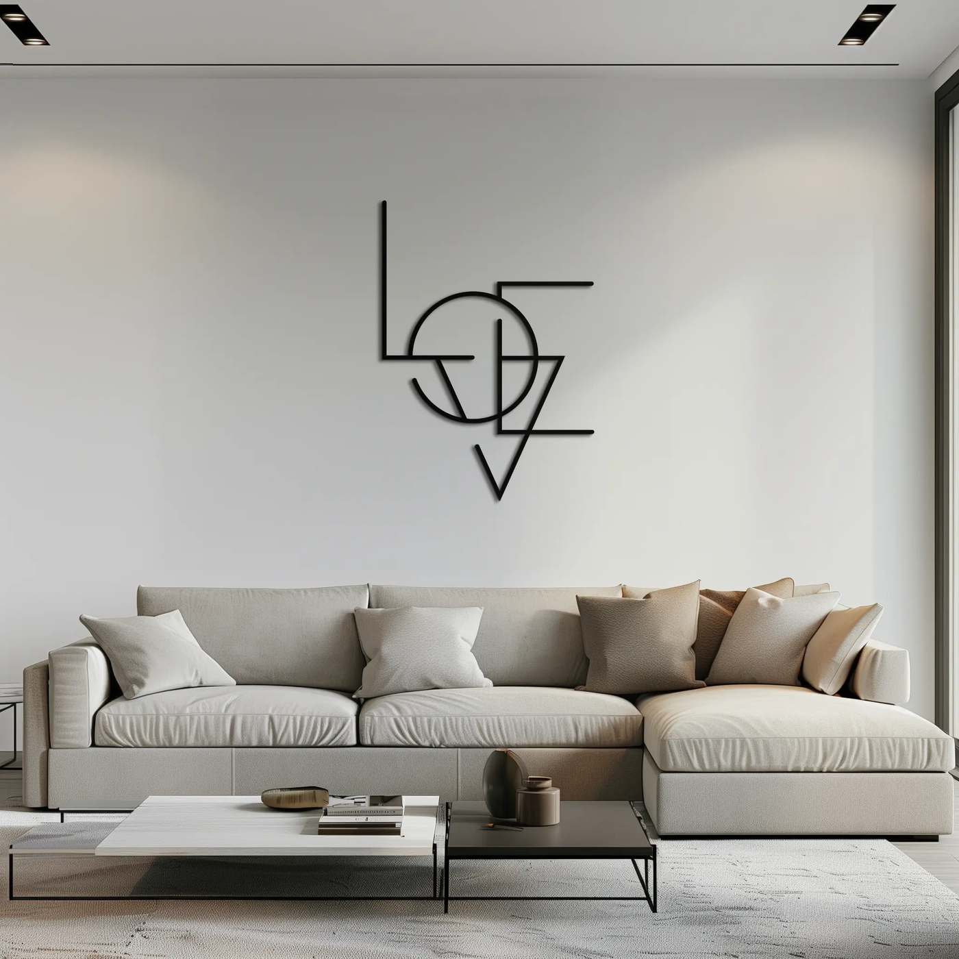 Geometric LOVE Metal Wall Art - Modern Minimalist Wall Decor- KAF162 by Enova Art