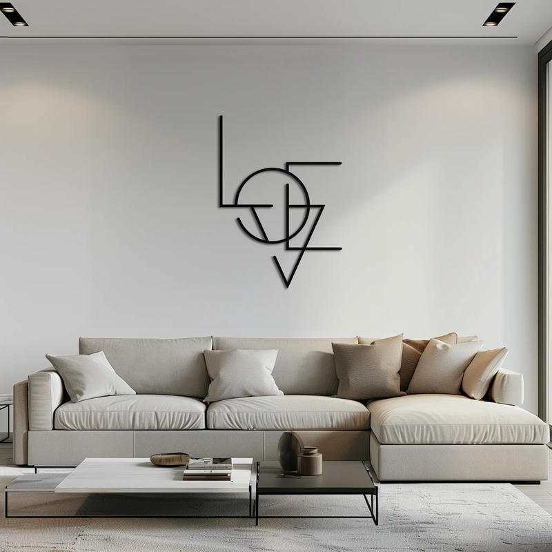 Geometric LOVE Metal Wall Art - Modern Minimalist Wall Decor- KAF162 by Enova Art