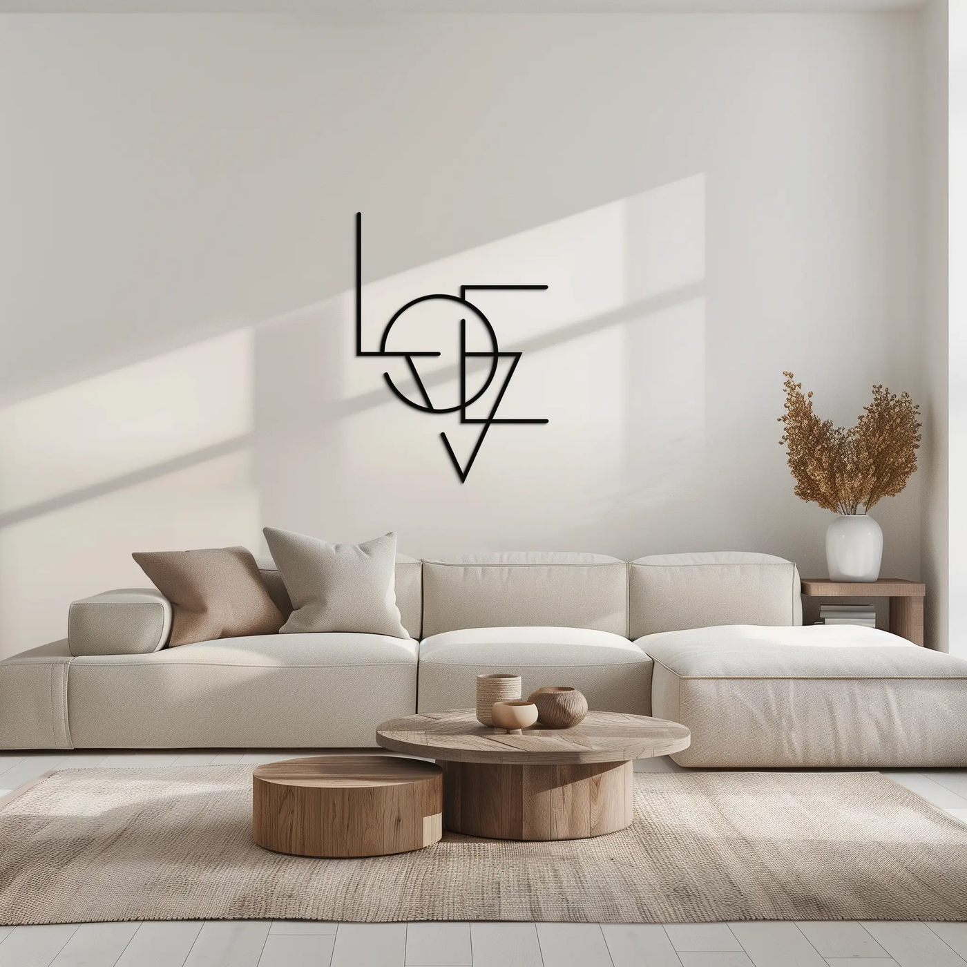 Geometric LOVE Metal Wall Art - Modern Minimalist Wall Decor- KAF162 by Enova Art