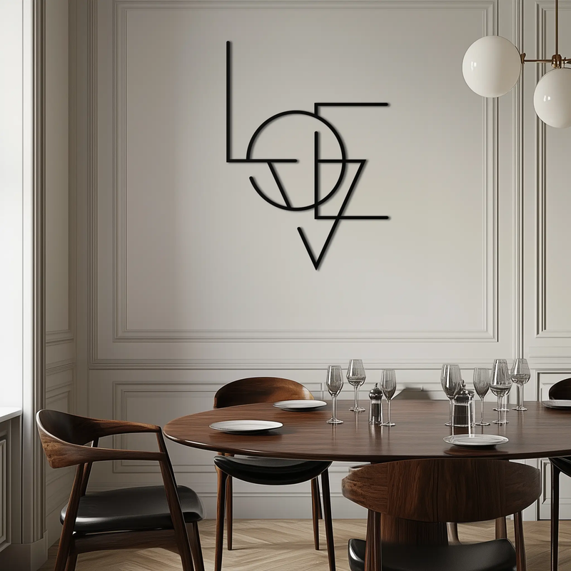 Geometric LOVE Metal Wall Art - Modern Minimalist Wall Decor- KAF162 by Enova Art