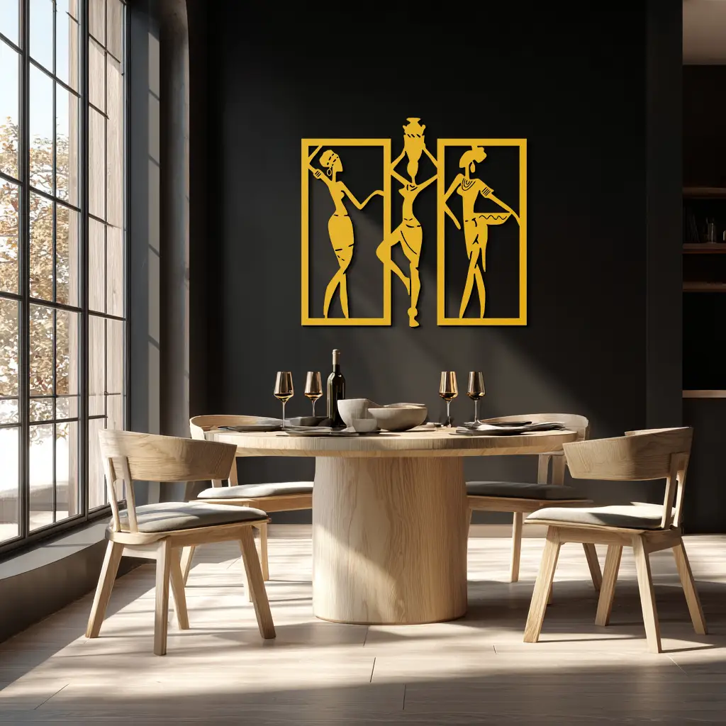 African Women Metal Wall Art - Elegant Tribal Wall Decor- KAF163 by Enova Art