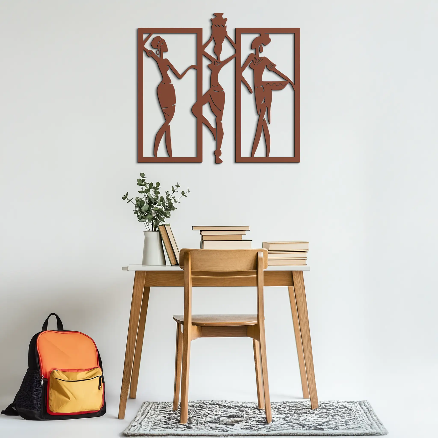 African Women Metal Wall Art - Elegant Tribal Wall Decor- KAF163 by Enova Art