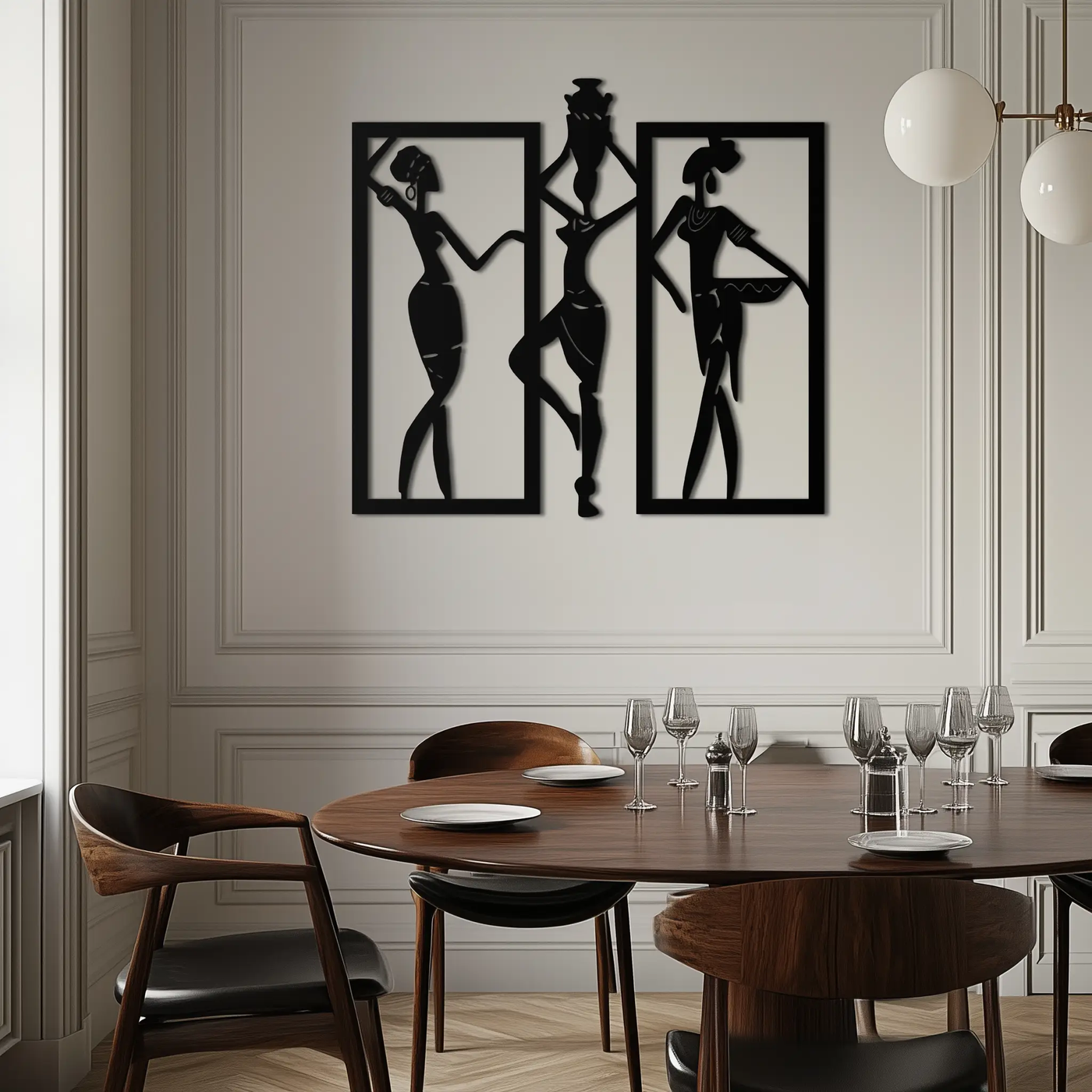 African Women Metal Wall Art - Elegant Tribal Wall Decor- KAF163 by Enova Art