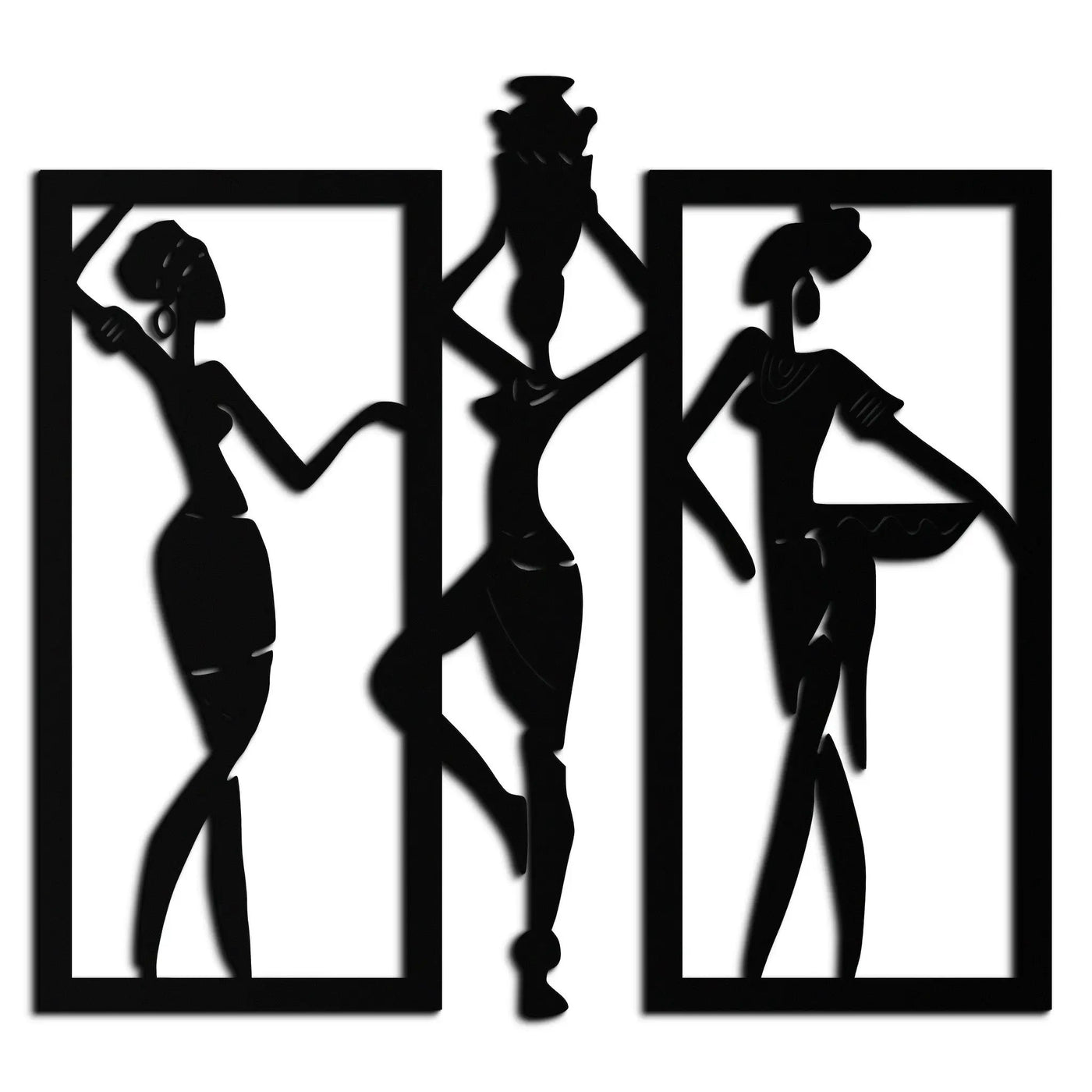 African Women Metal Wall Art - Elegant Tribal Wall Decor- KAF163 by Enova Art