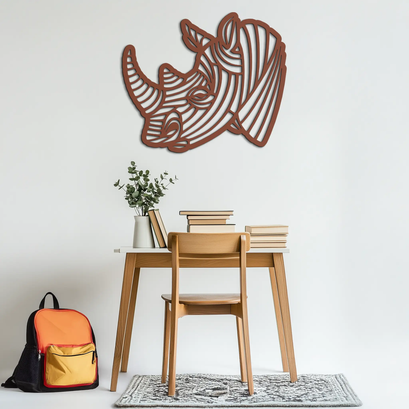 Geometric Rhino Metal Wall Art - Modern Wildlife Decor- KAF164 by Enova Art