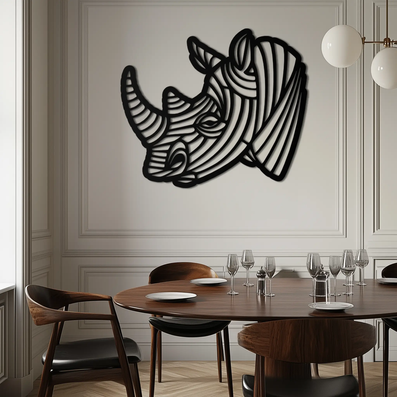 Geometric Rhino Metal Wall Art - Modern Wildlife Decor- KAF164 by Enova Art