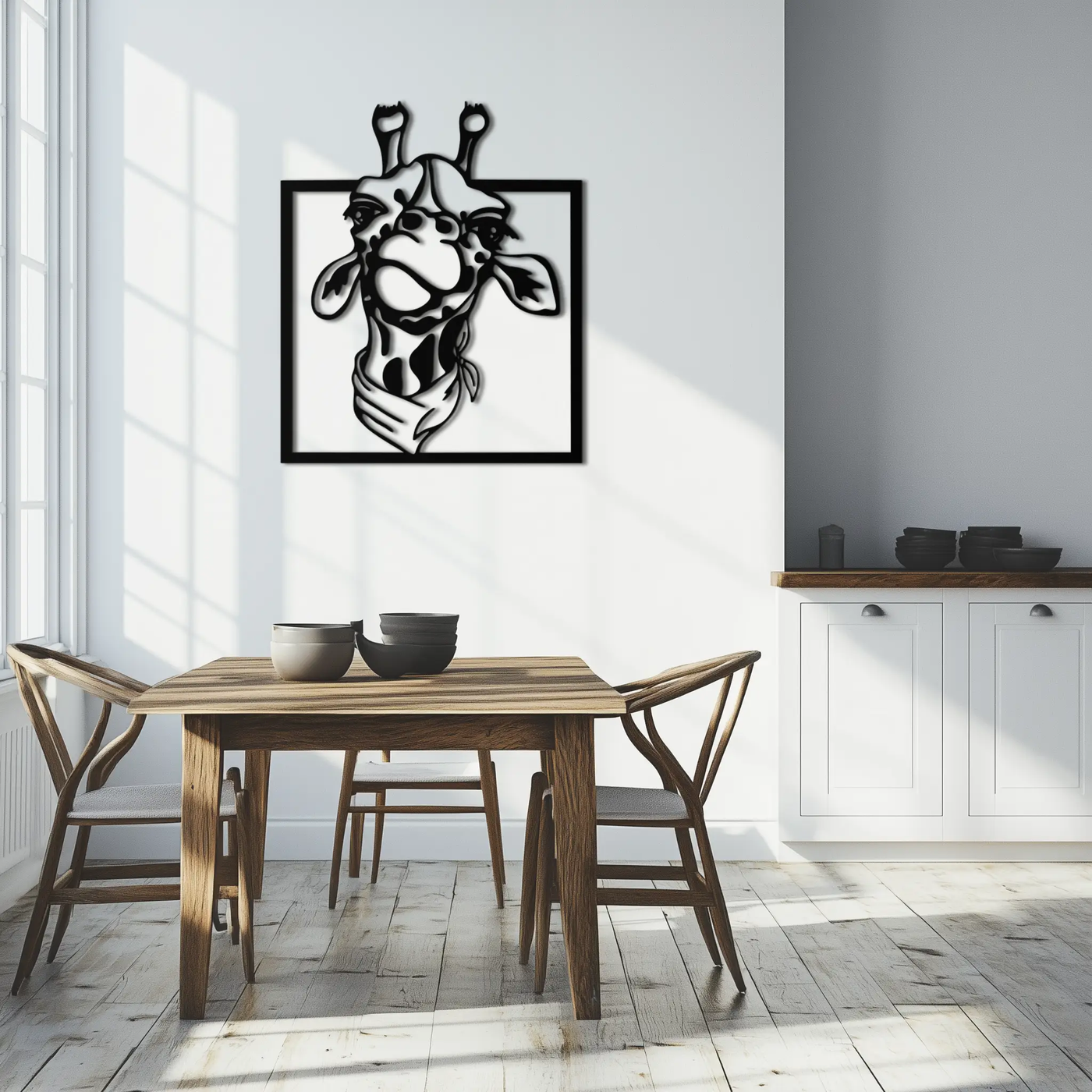 Giraffe Metal Wall Art - Playful Safari Animal Decor- KAF165 by Enova Art