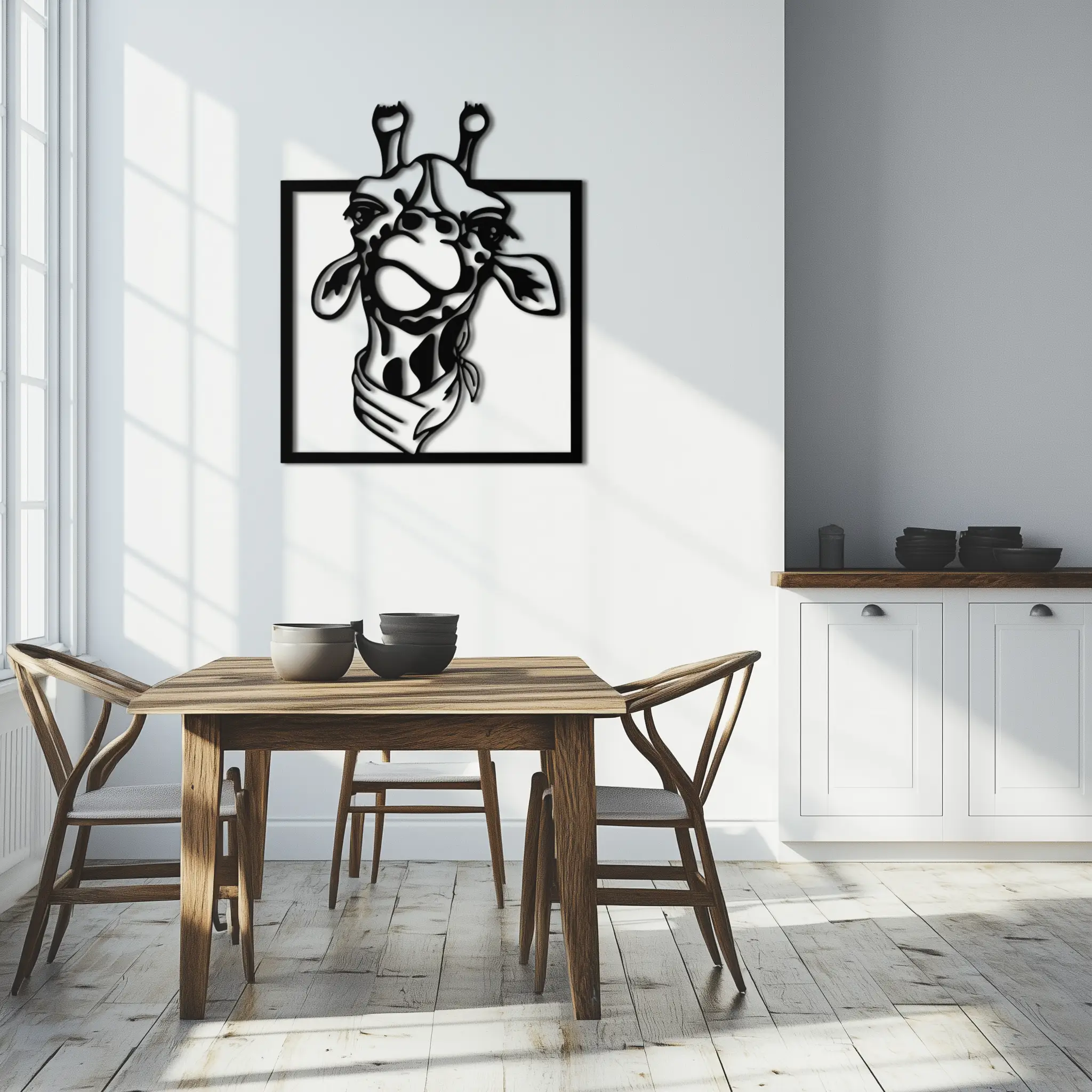 Giraffe Metal Wall Art - Playful Safari Animal Decor- KAF165 by Enova Art
