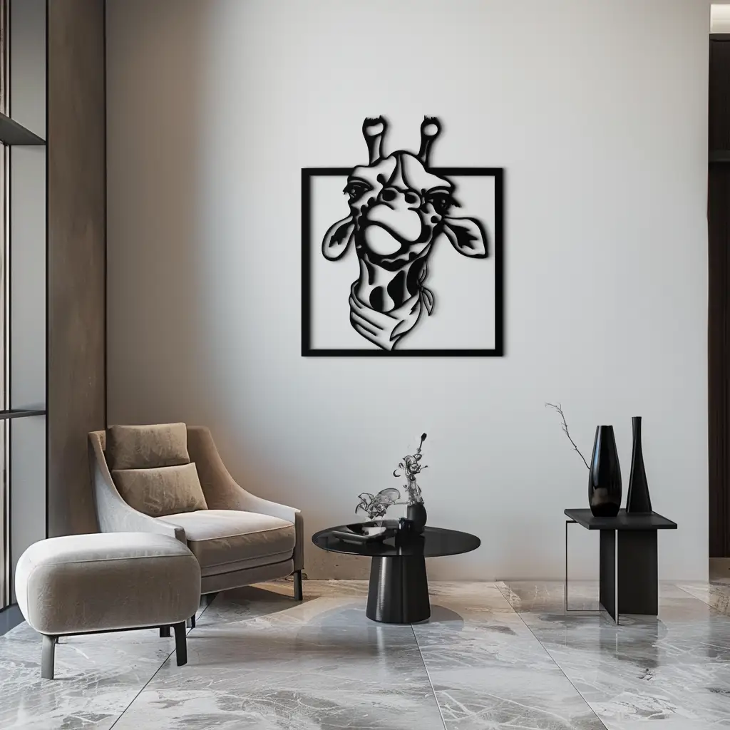 Giraffe Metal Wall Art - Playful Safari Animal Decor- KAF165 by Enova Art